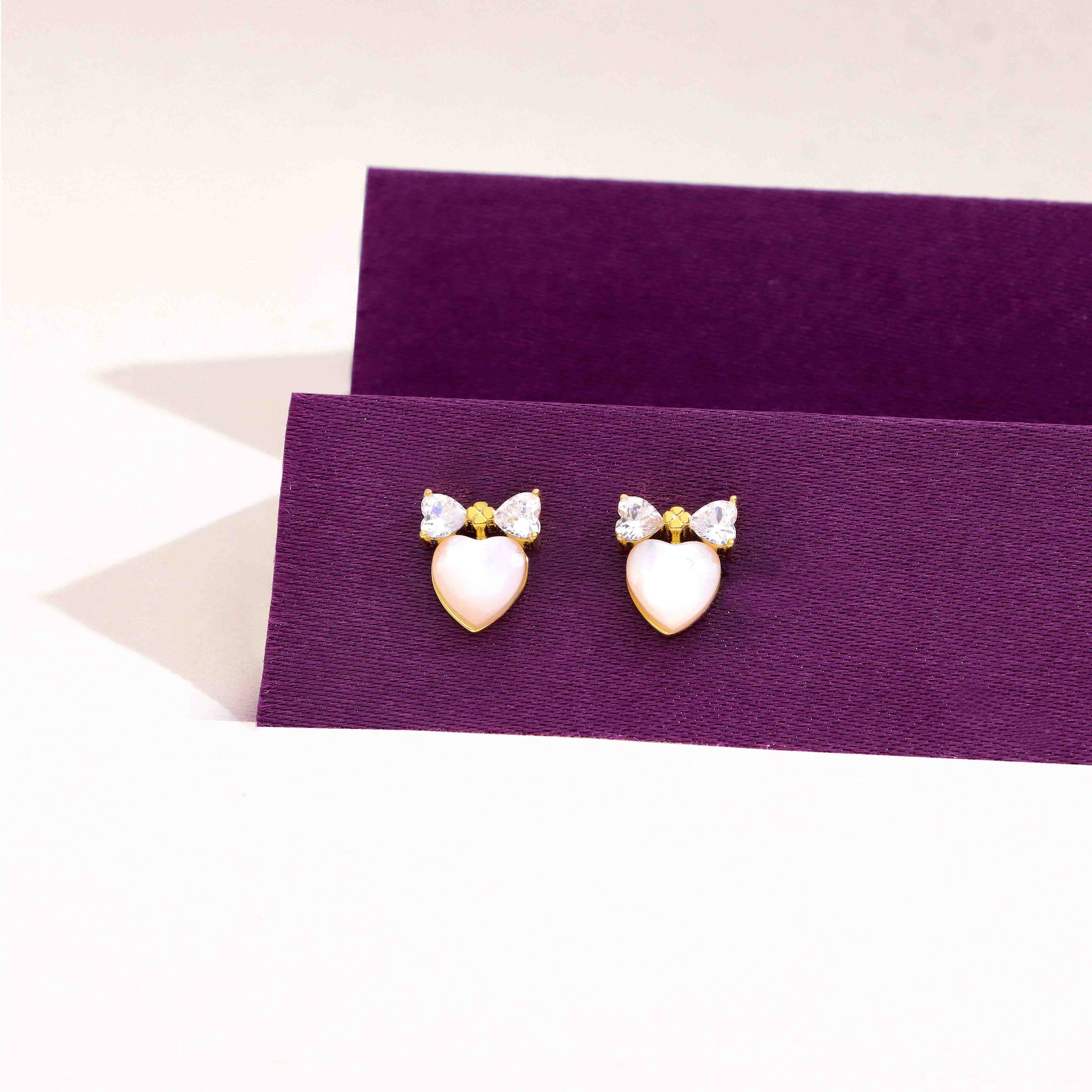 Twinkle Love Blushing Heart Bow Earrings - Image 2