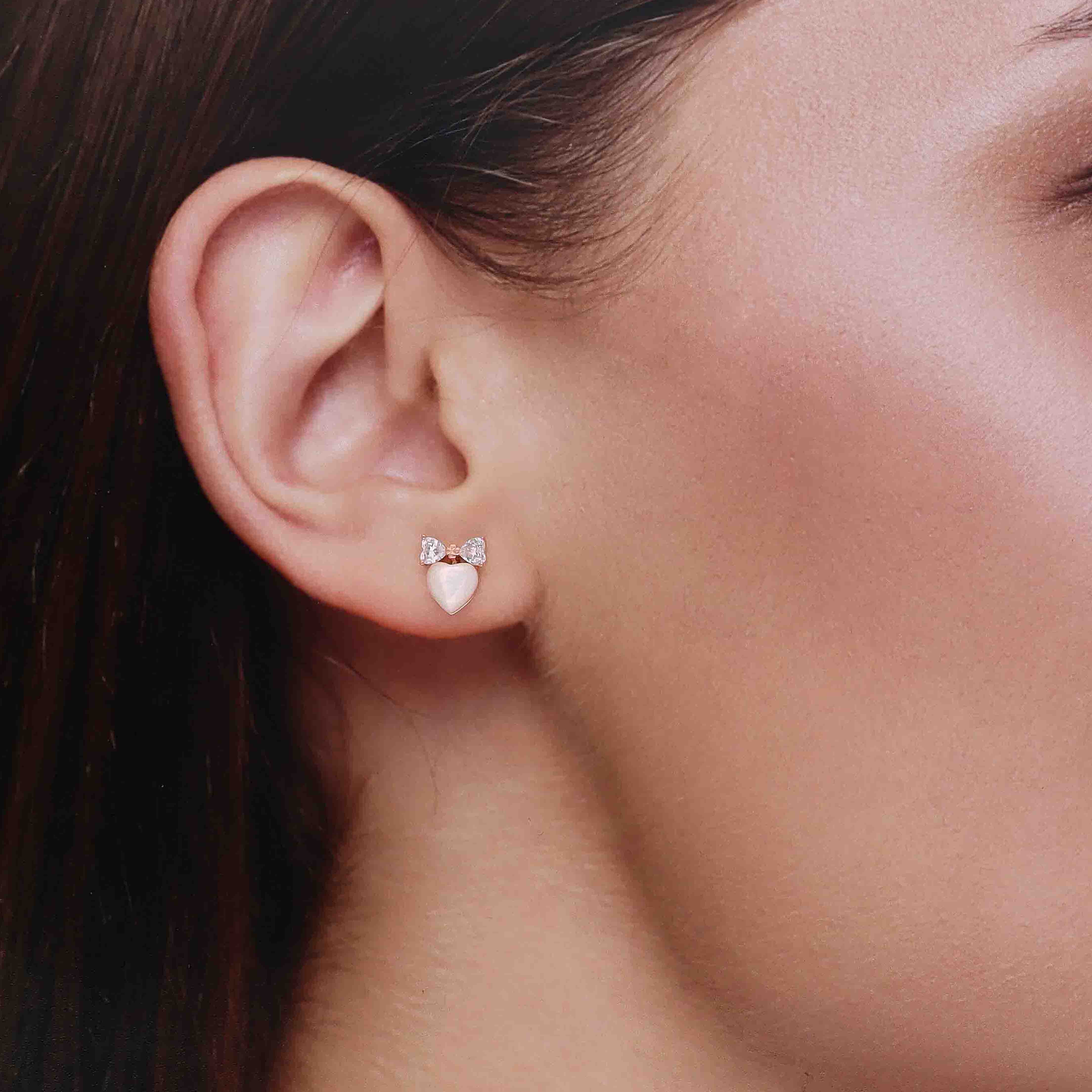Twinkle Love Blushing Heart Bow Earrings - Image 3