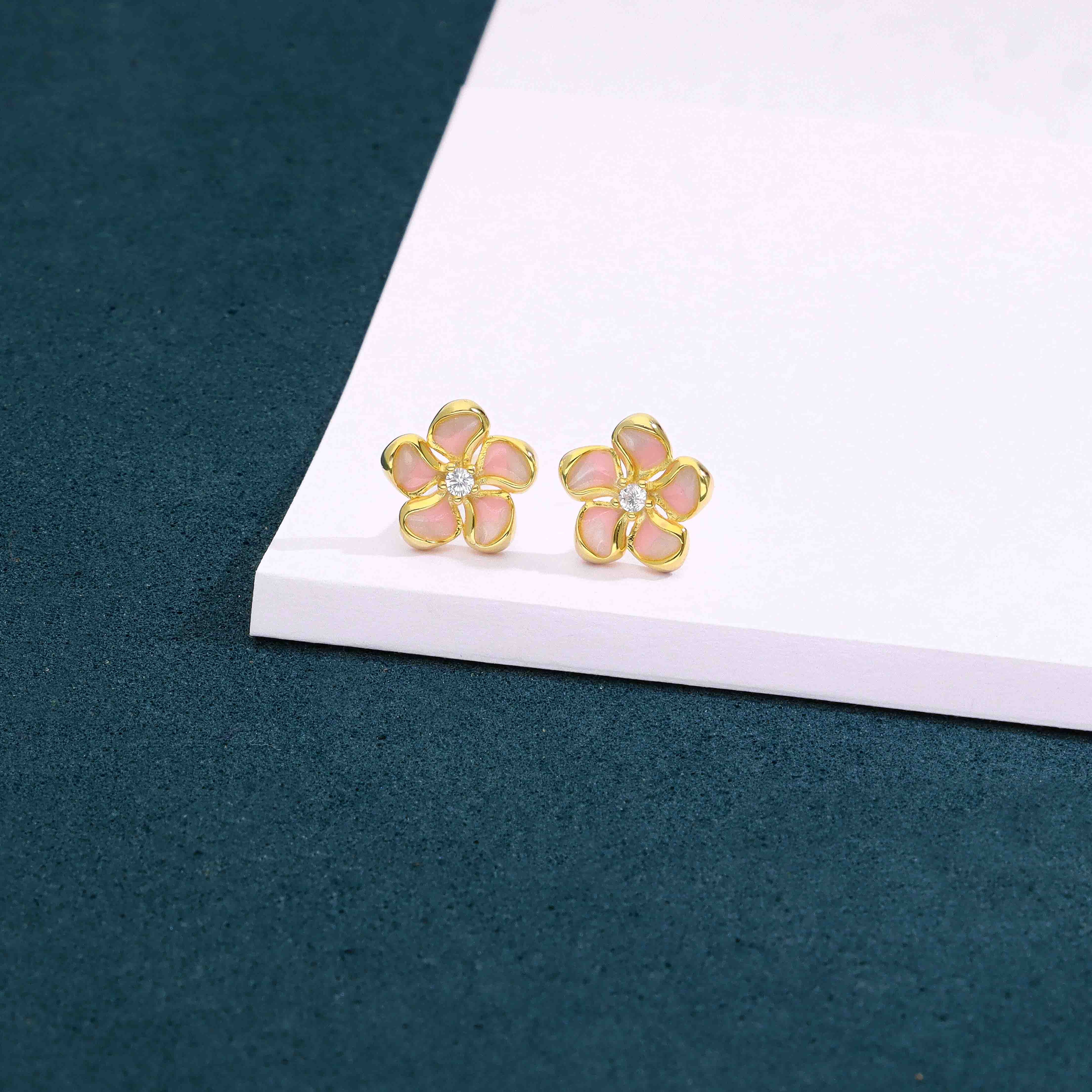 Dainty Silver Flower Stud Earring - Image 3