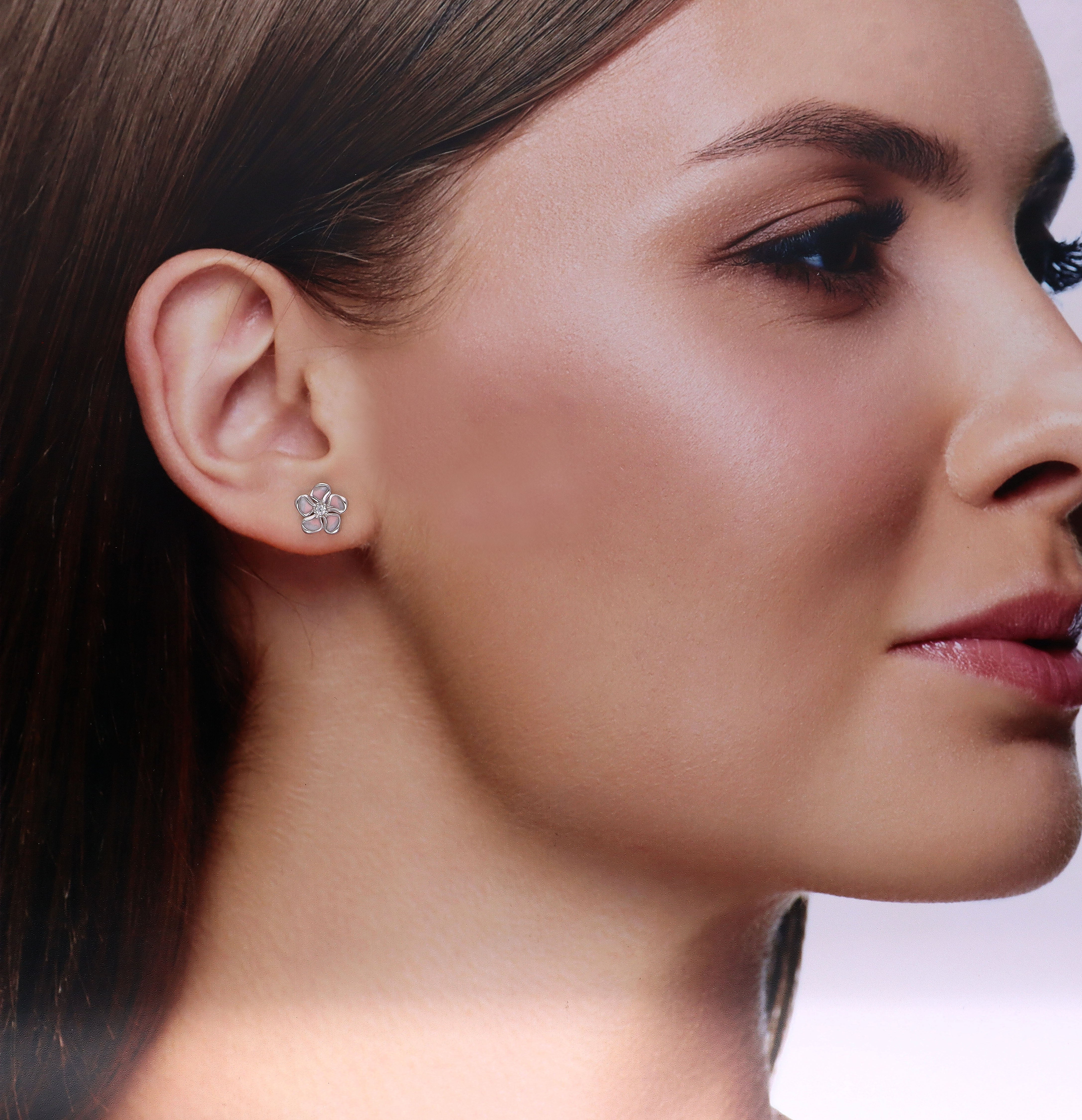 Dainty Silver Flower Stud Earring - Image 4