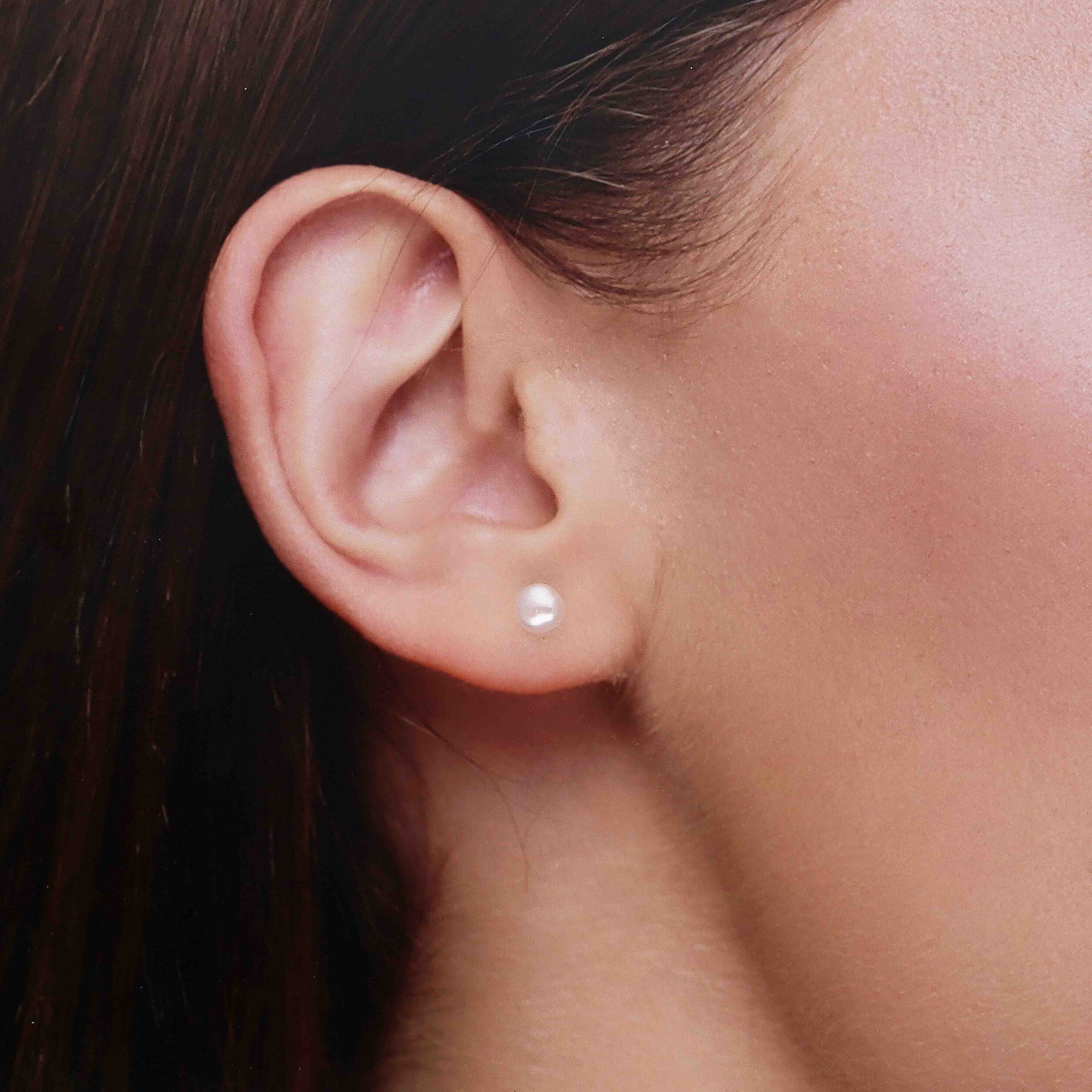 Sterling Silver Classic Pearl Stud Earrings - Image 5