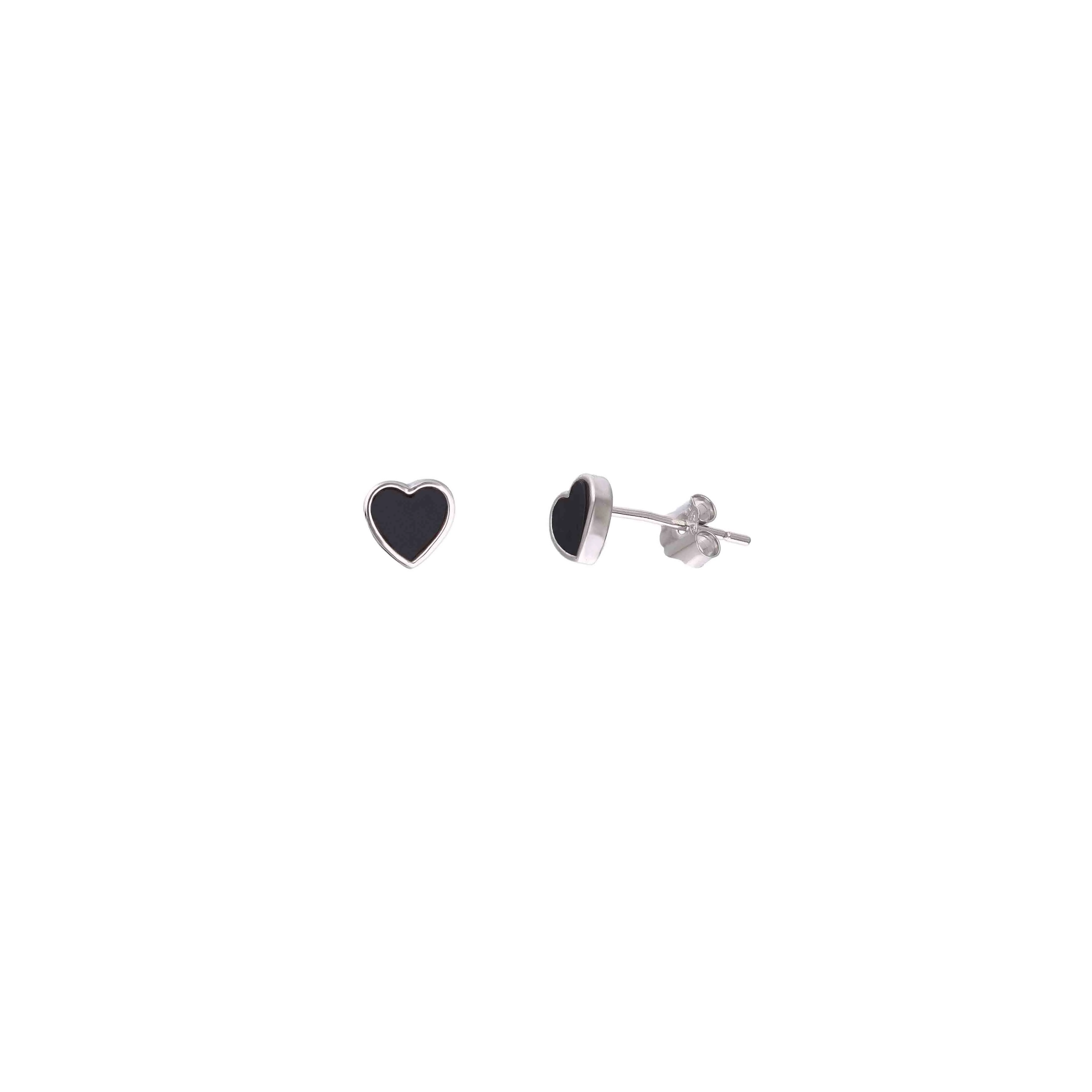 Black enamel heart-shaped stud earrings - Image 5