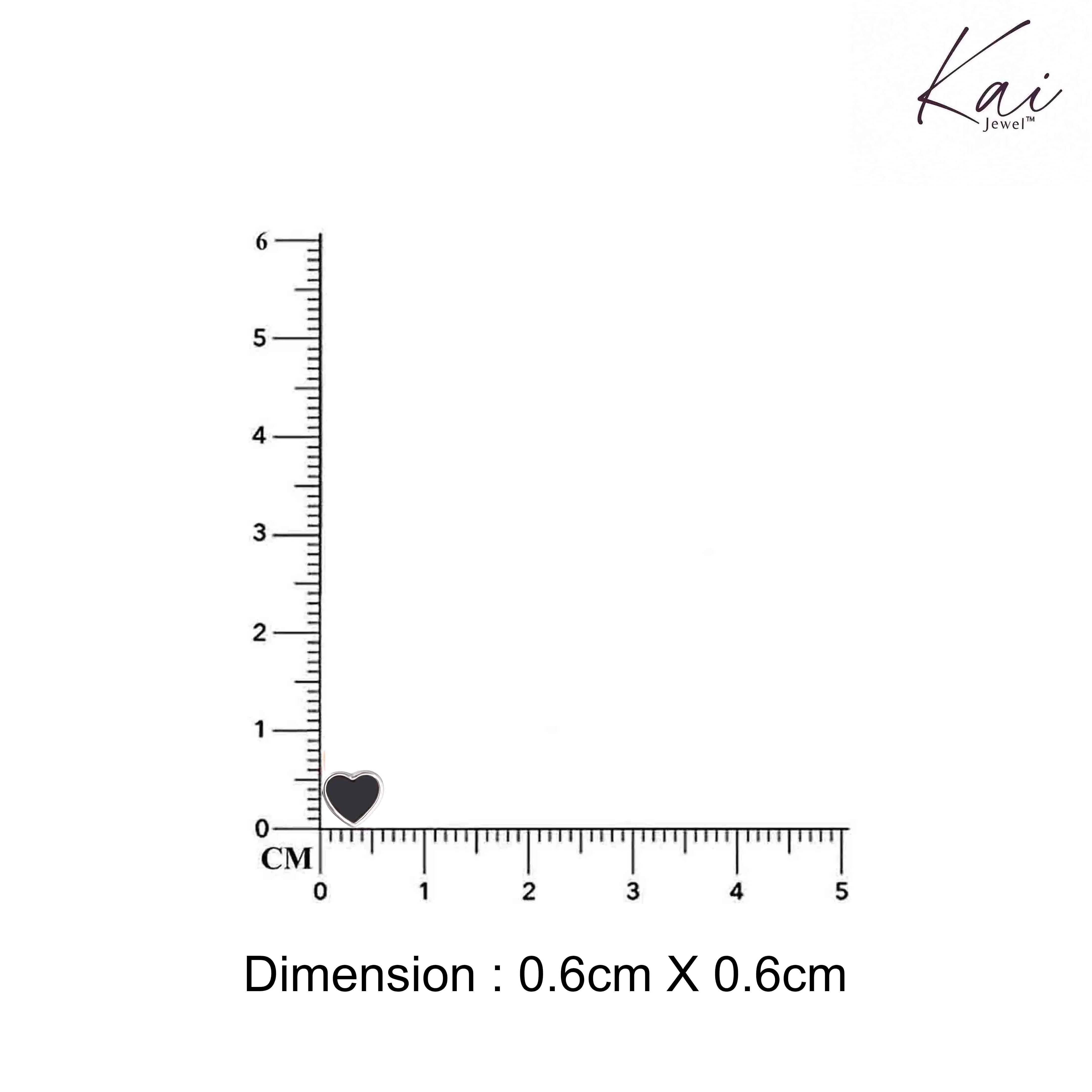 Black enamel heart-shaped stud earrings - Image 6