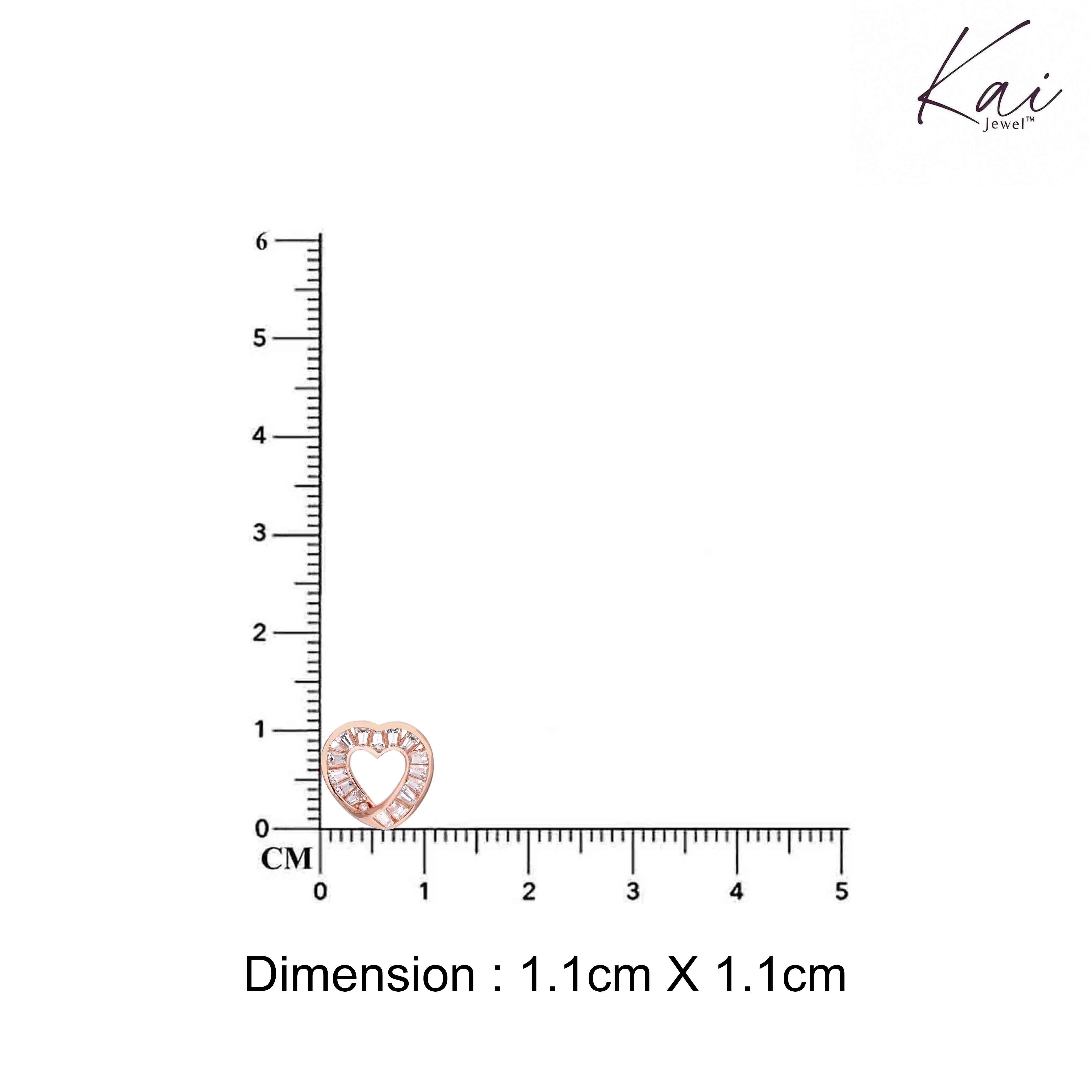 Heart-Shaped Baguette Stud Earrings - Image 6