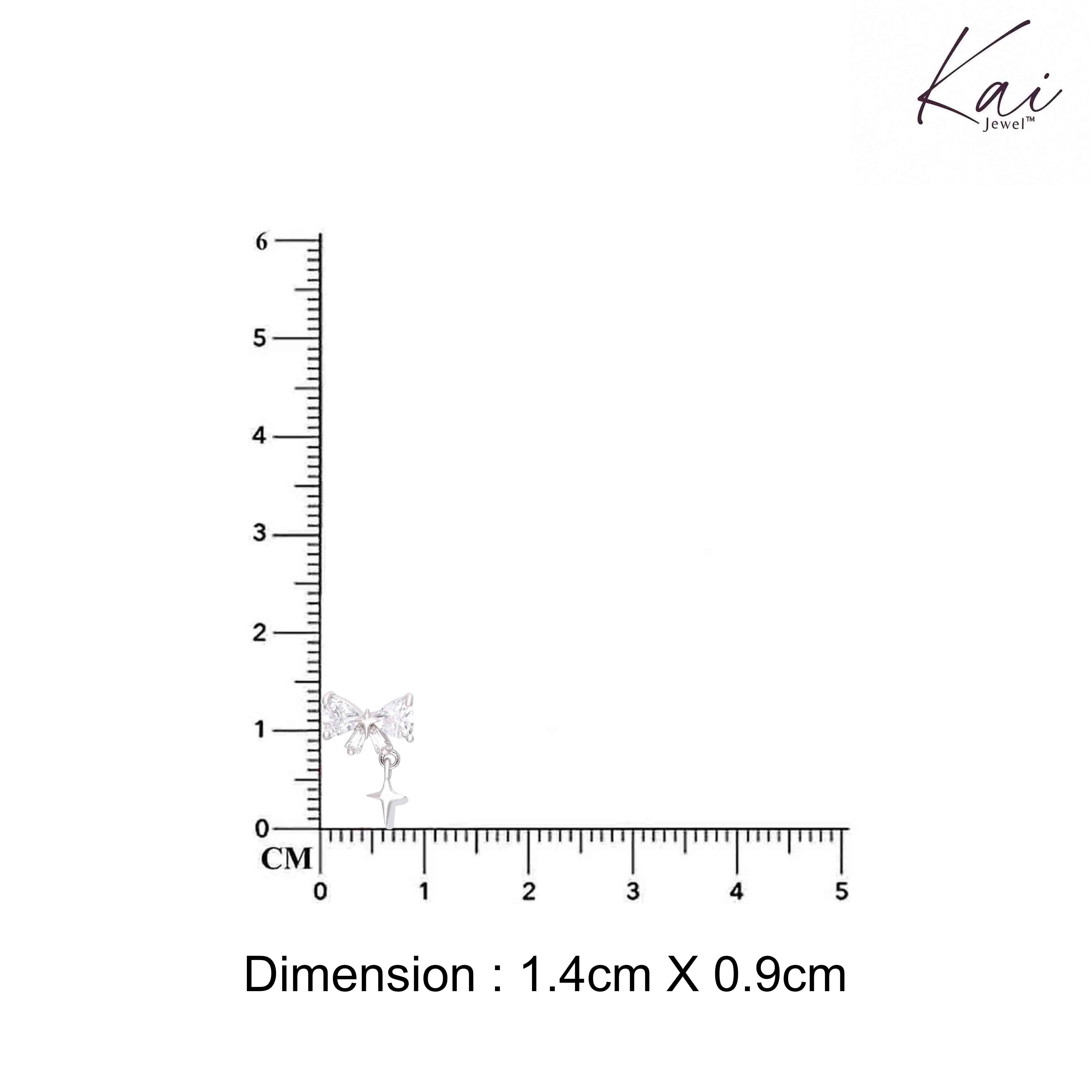 Dainty Bow and Star Silver Stud Earrings - Image 4