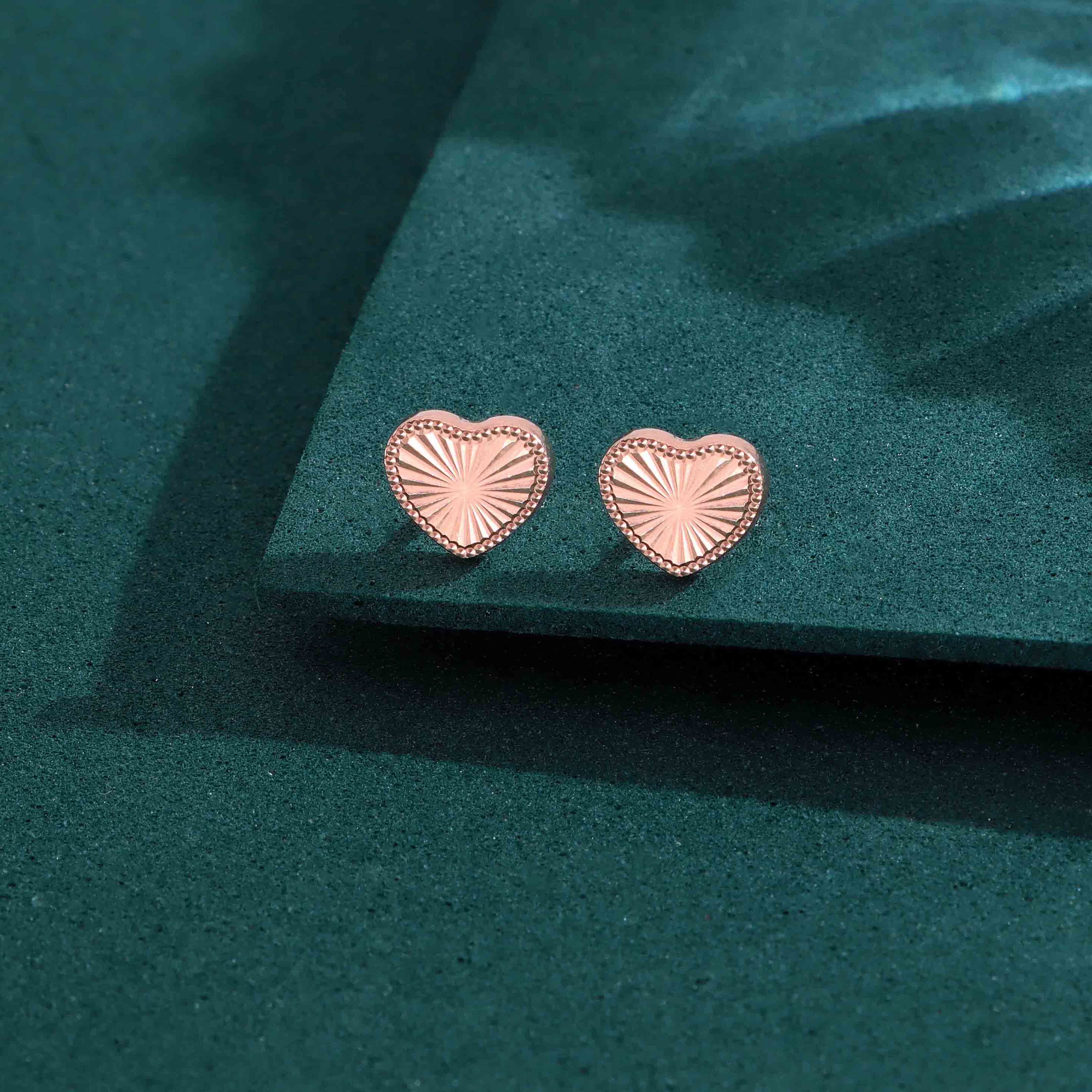 Radiant Heart Sterling Silver Stud Earrings - Image 2