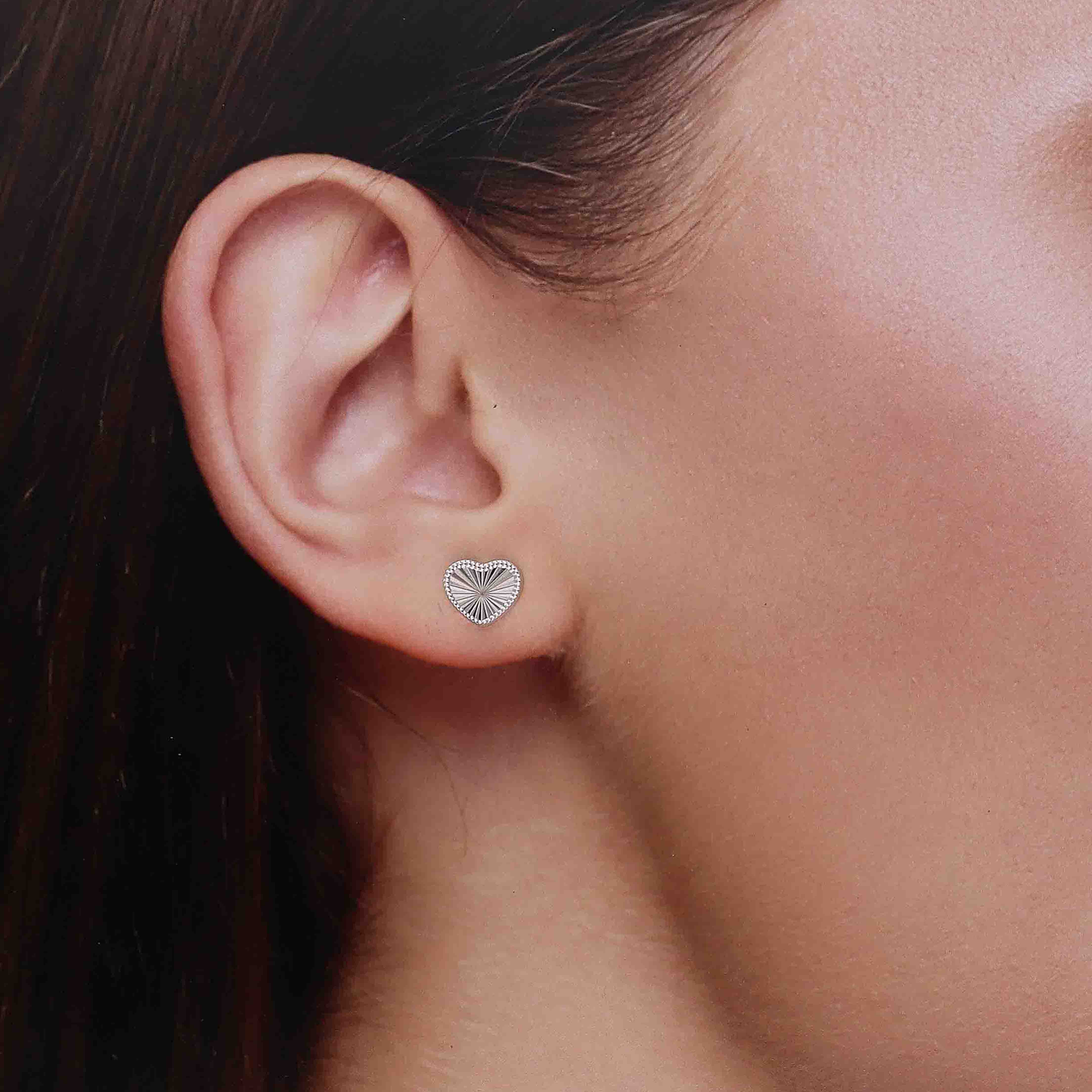 Radiant Heart Sterling Silver Stud Earrings - Image 4