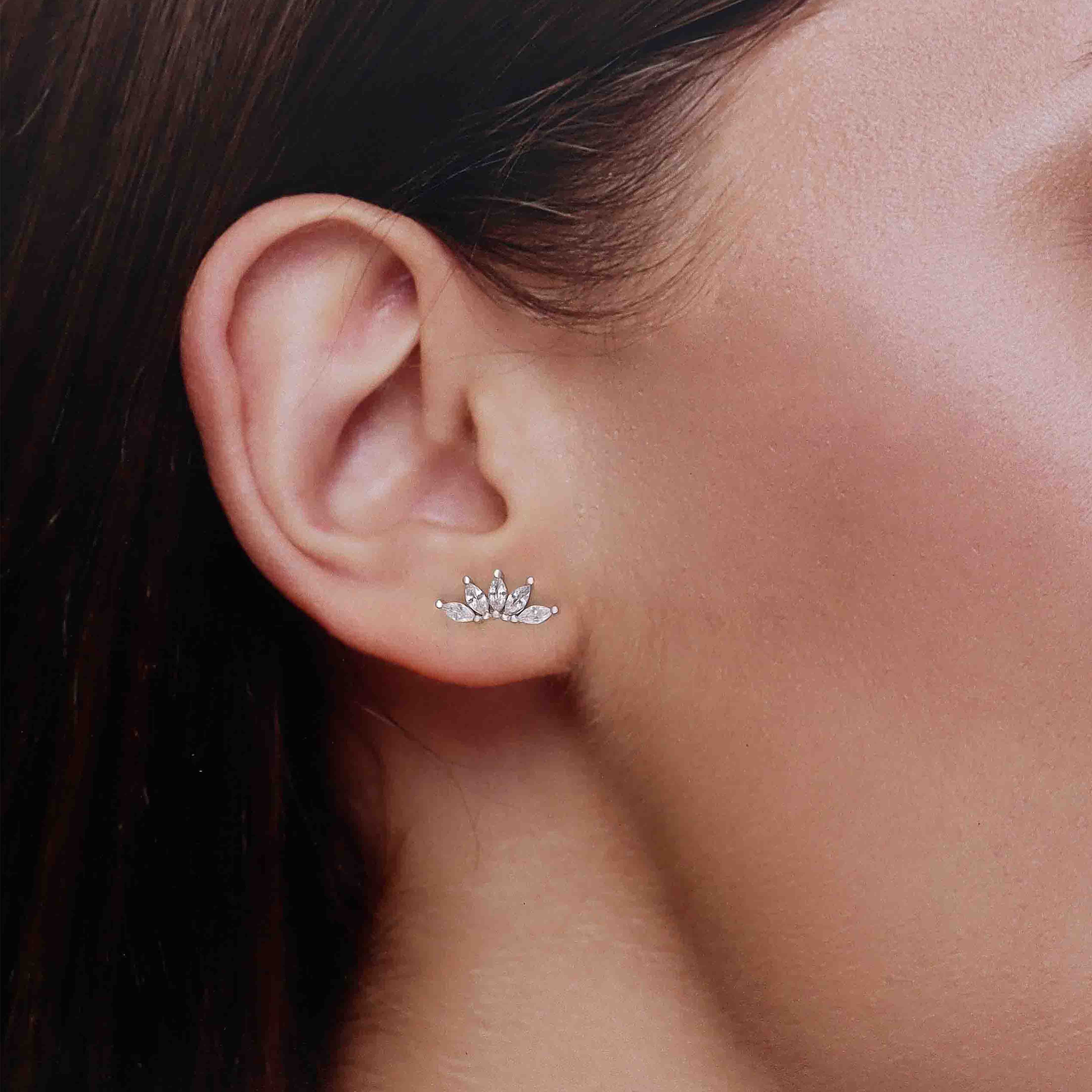 Minimalist Marquise Crystal Stud Earrings - Image 4