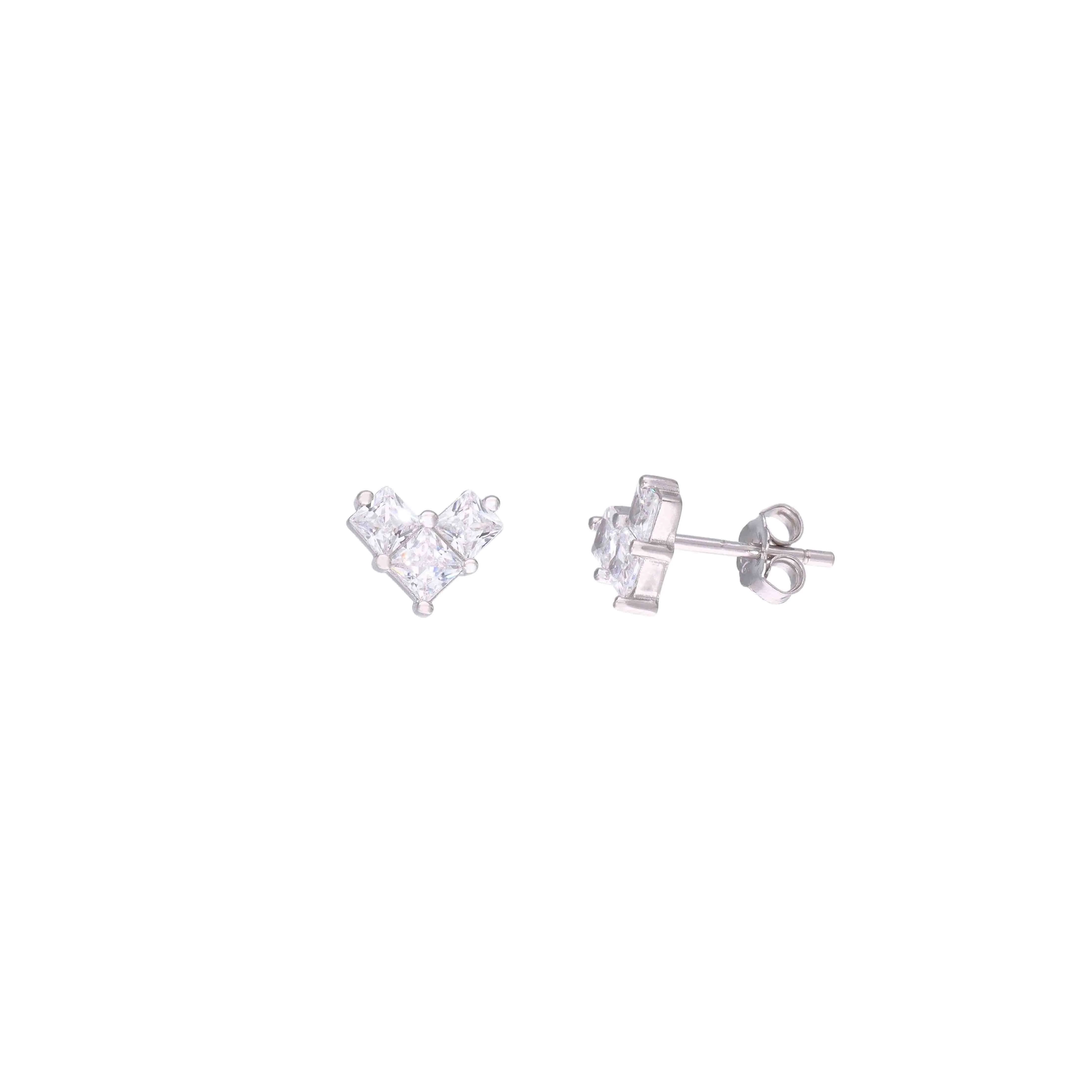 Dainty Heart-Shaped Sterling Silver Stud Earrings - Image 7