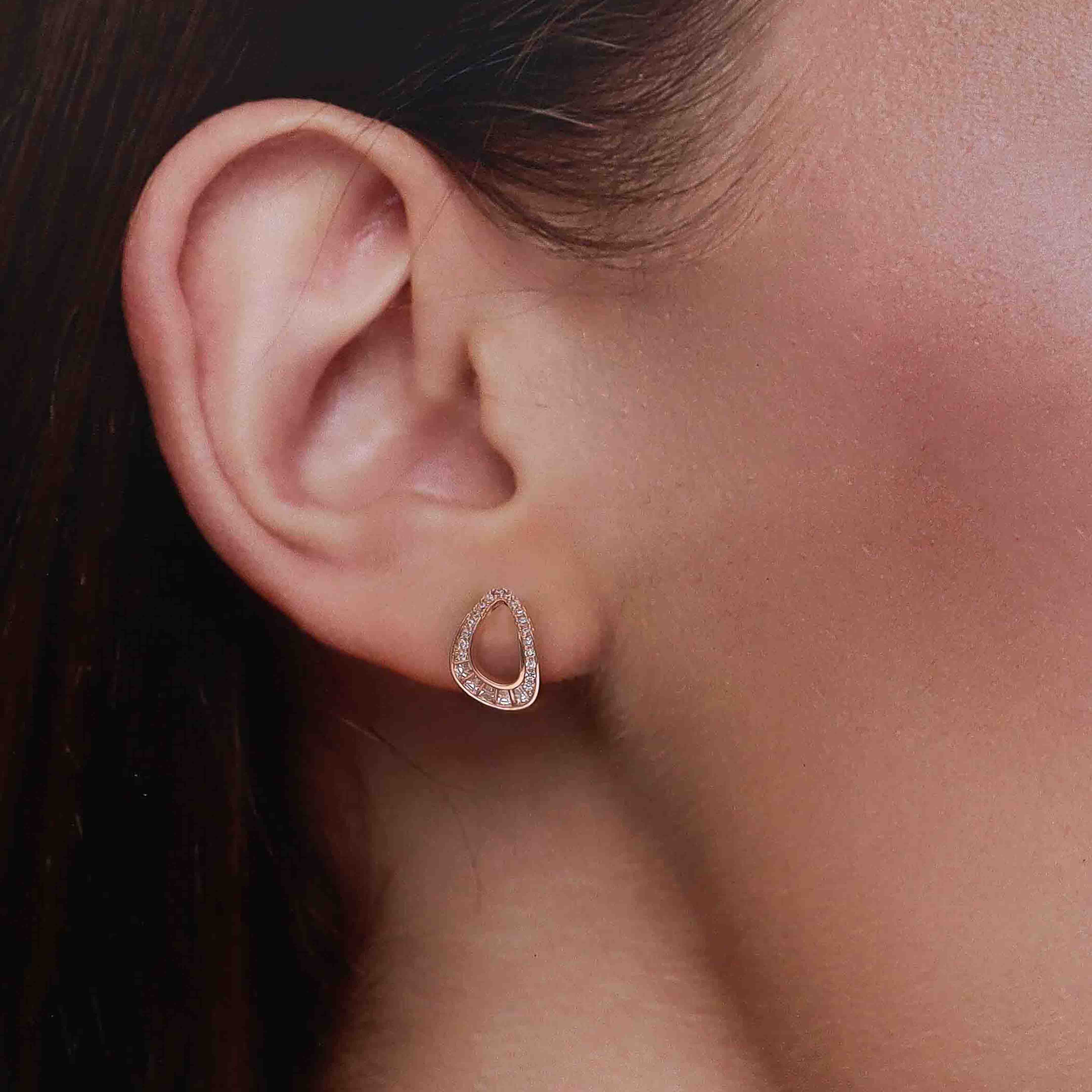 Rose Gold Teardrop Stud Earrings - Image 2