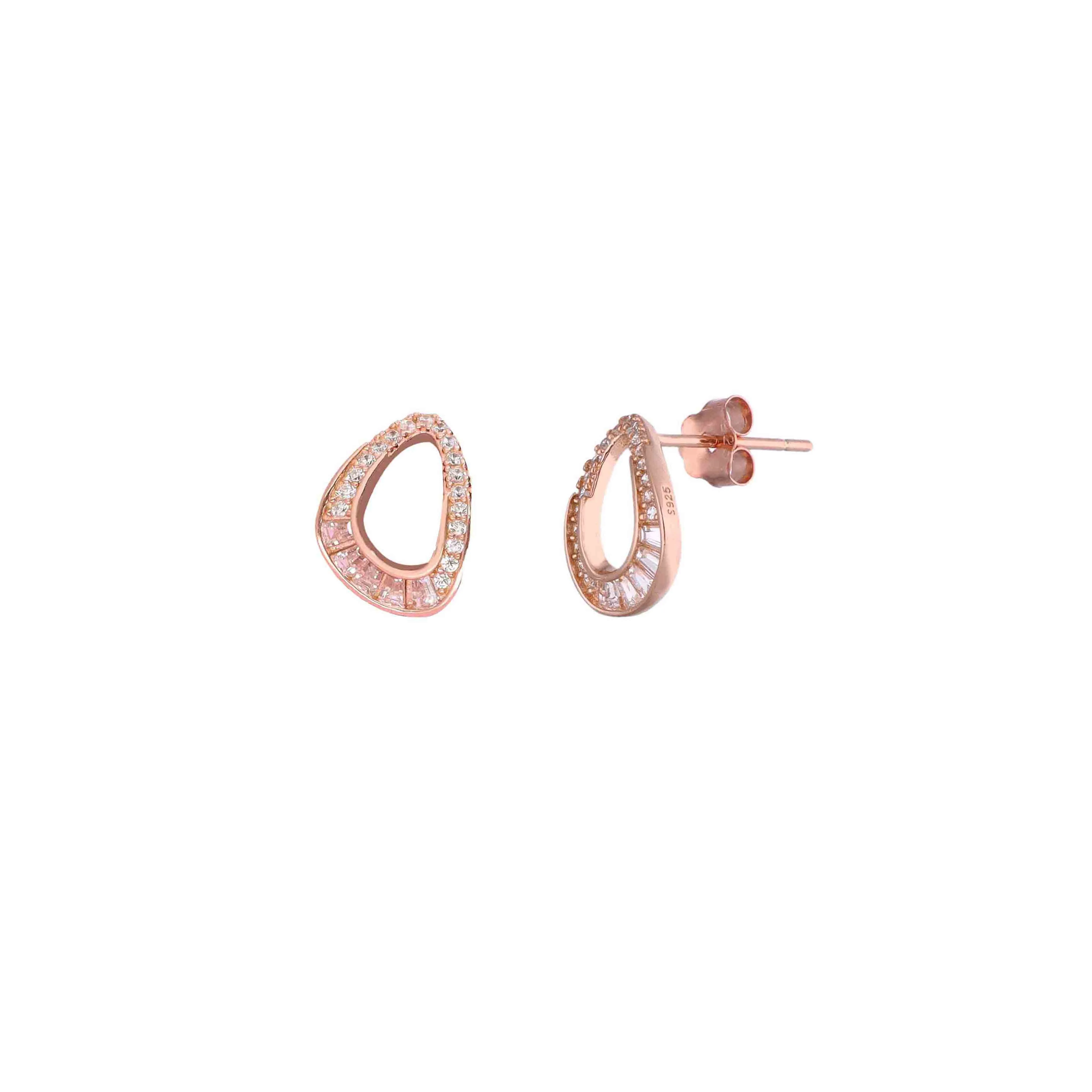 Rose Gold Teardrop Stud Earrings - Image 3