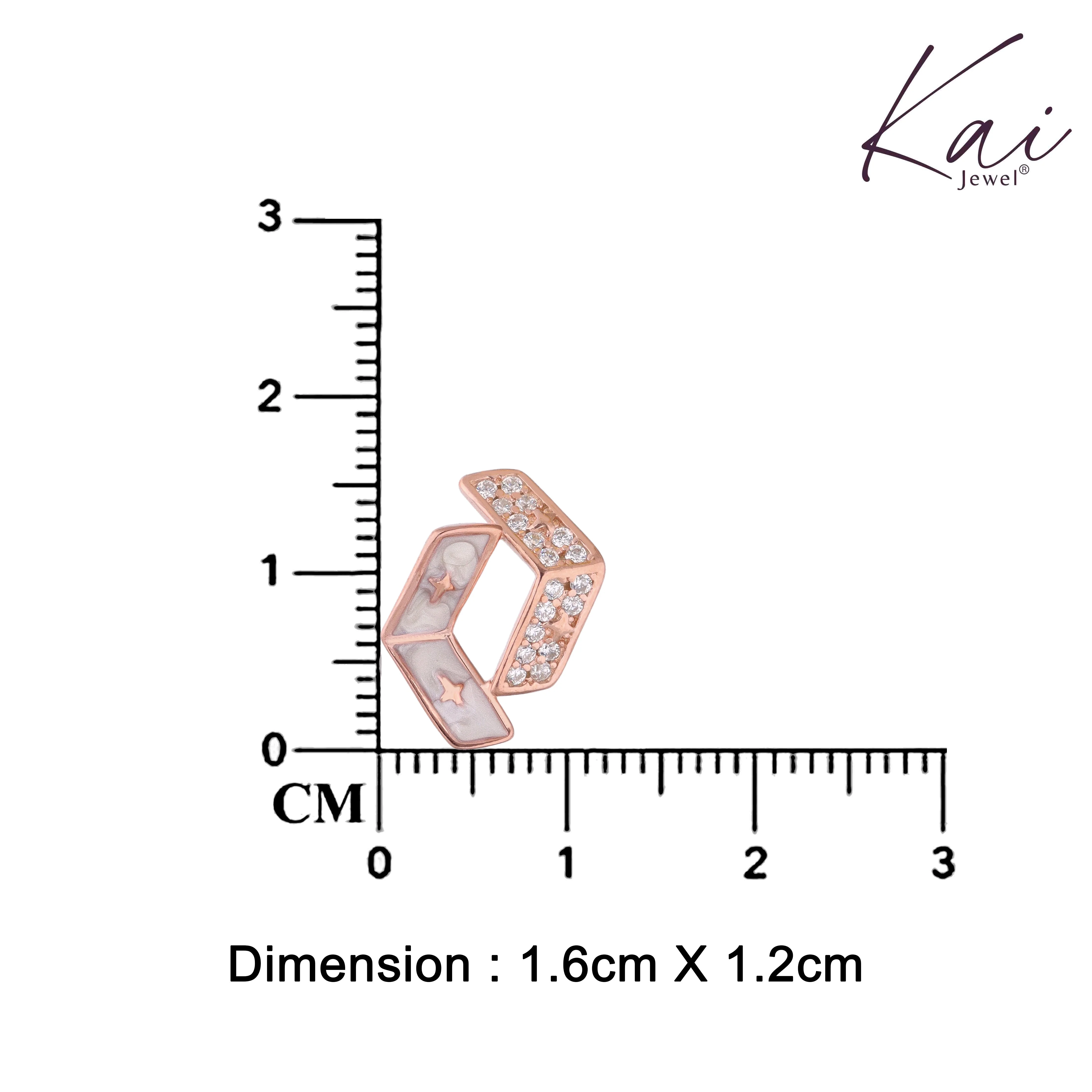 Rose Gold Crystal-Studded Geometric Stud Earrings - Image 6
