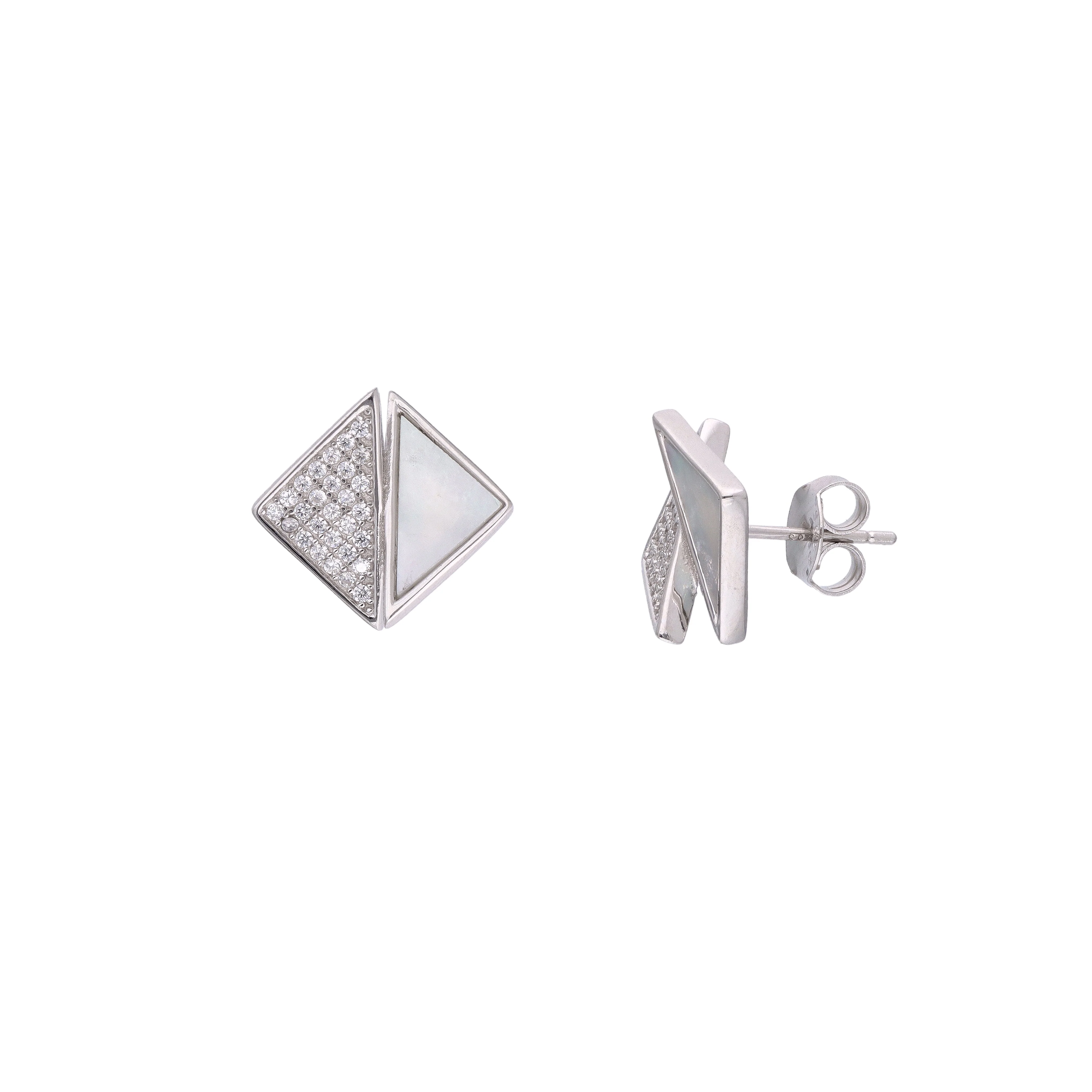 Sterling Silver Geometric Stud Earrings - Image 5