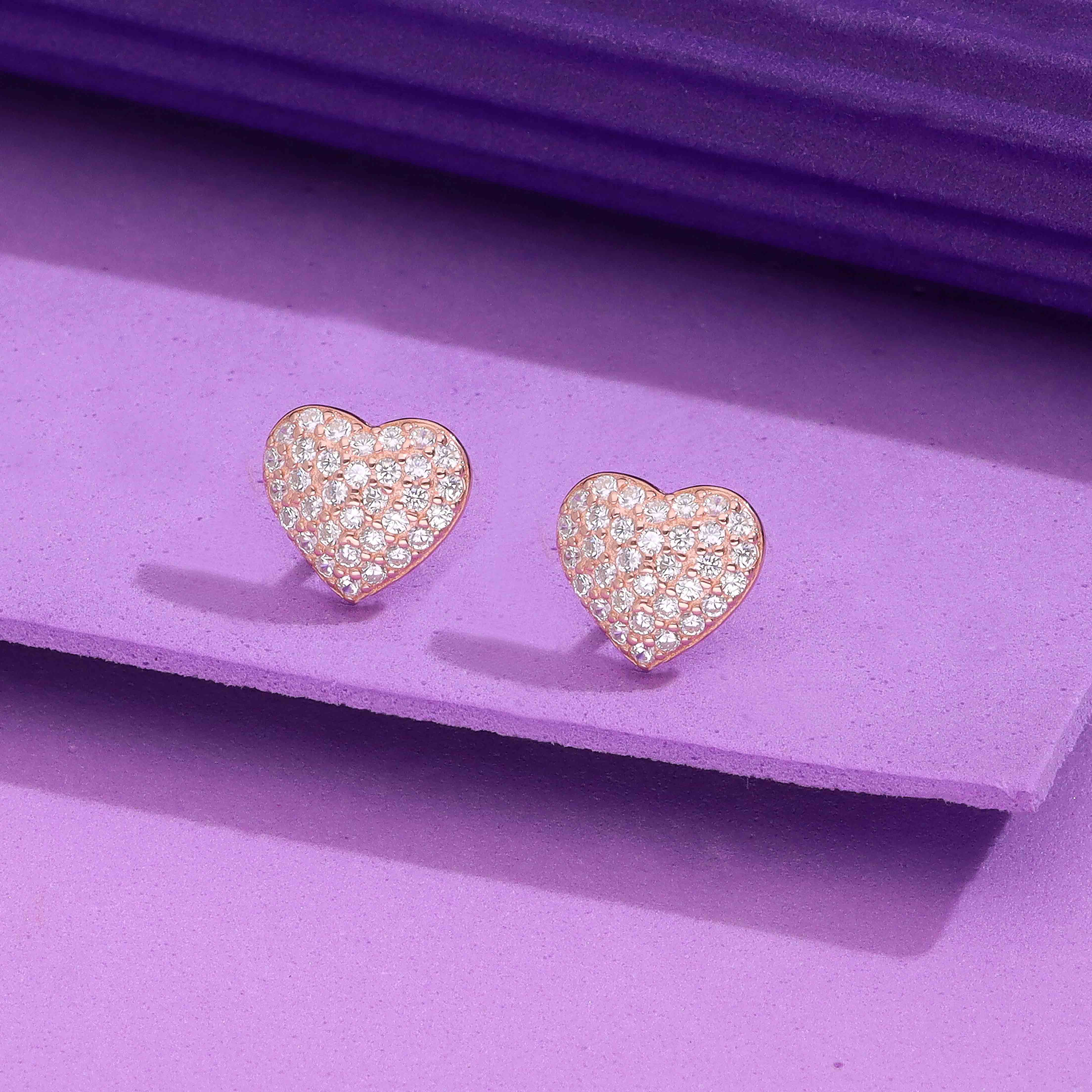 Sterling Silver Heart Stud Earrings - Image 2
