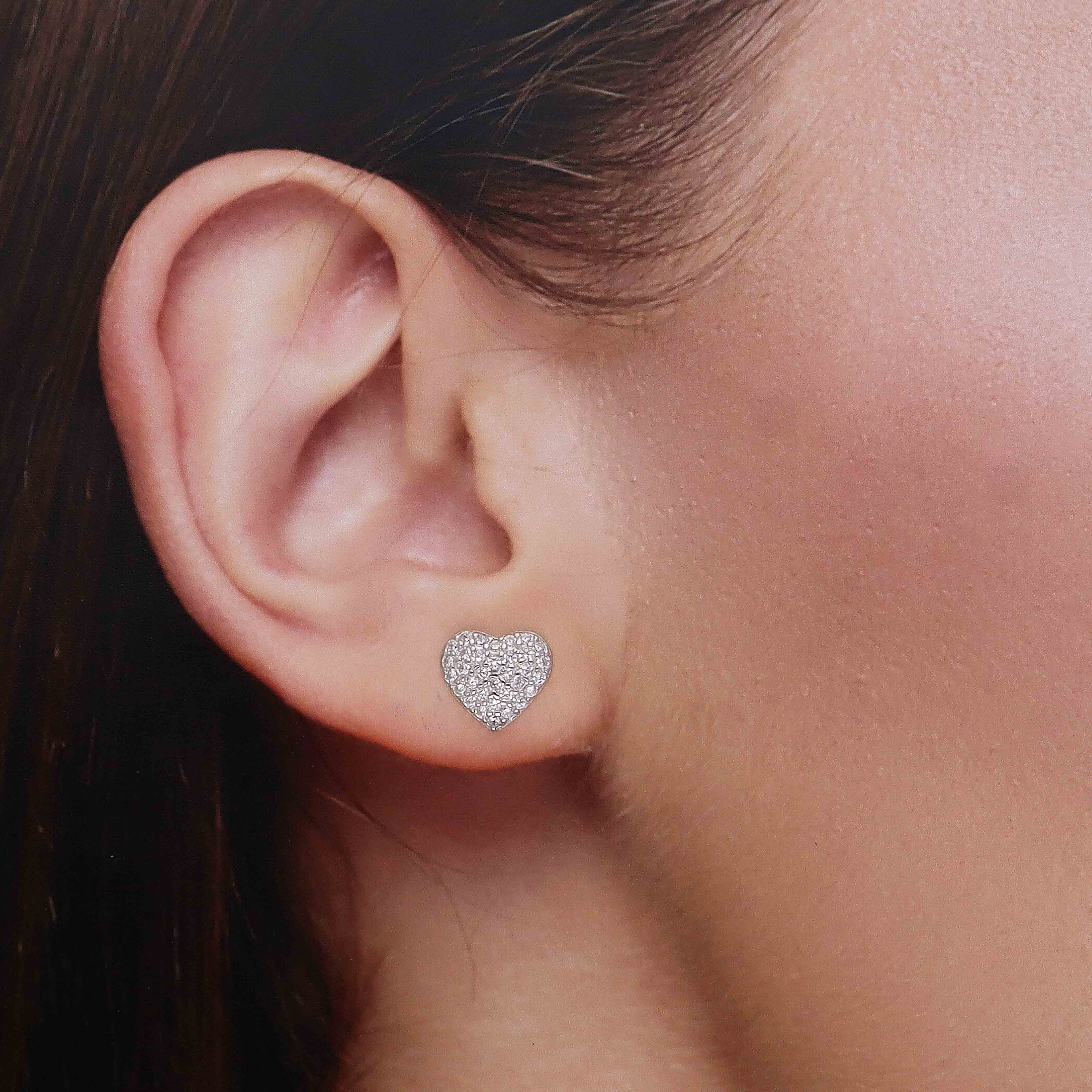 Sterling Silver Heart Stud Earrings - Image 3