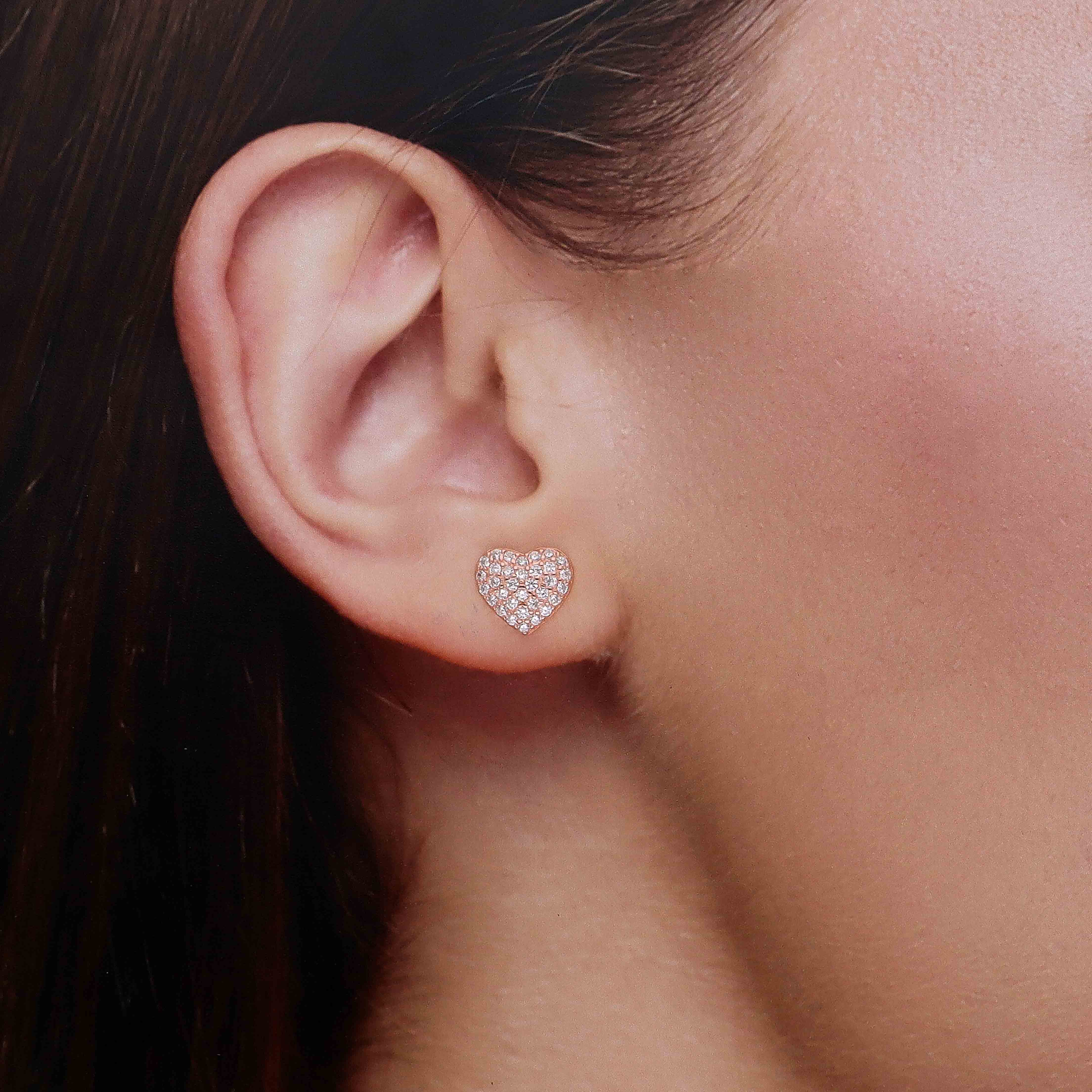 Sterling Silver Heart Stud Earrings - Image 4