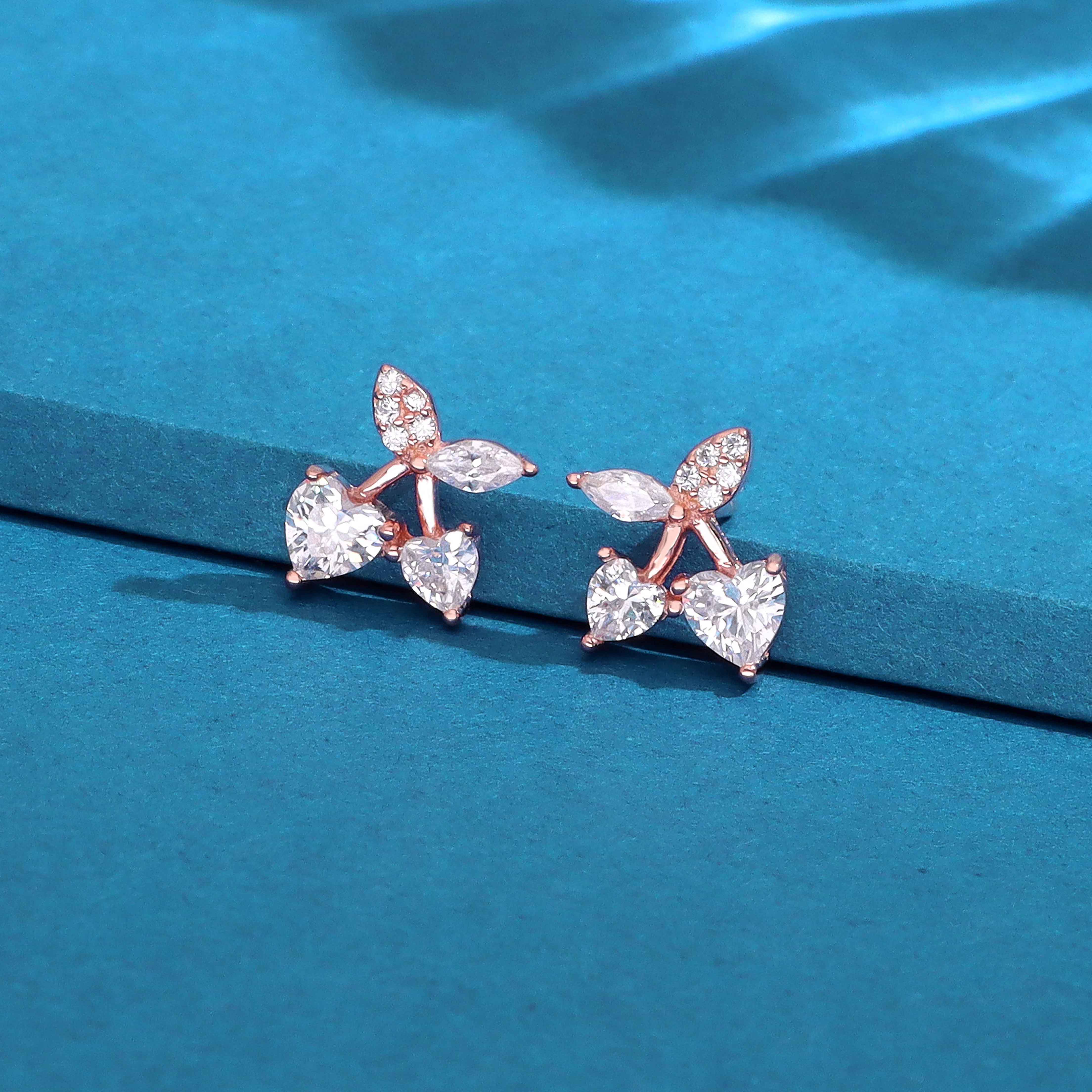 Cherry Shaped Sterling Silver Stud Earrings - Image 2