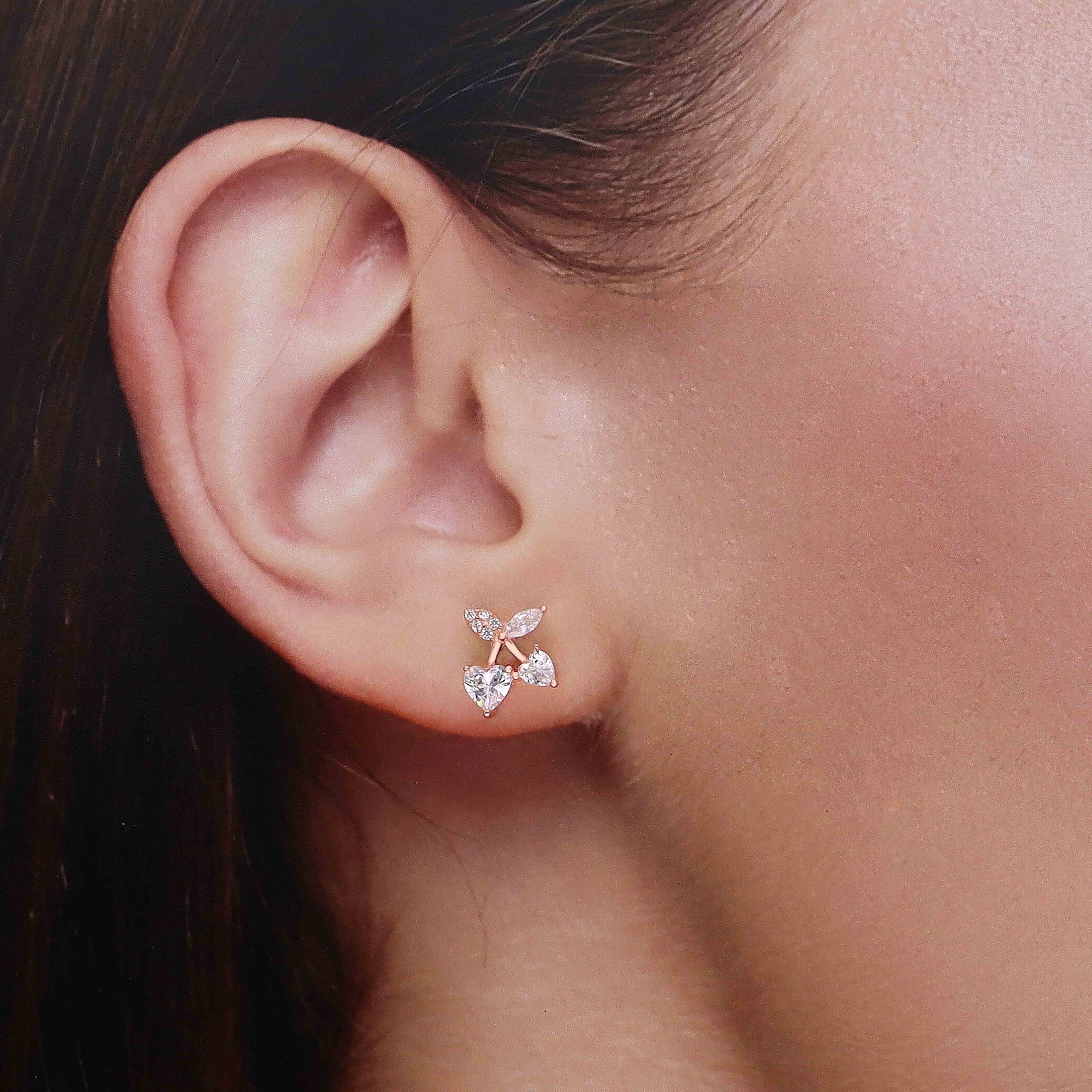 Cherry Shaped Sterling Silver Stud Earrings - Image 4