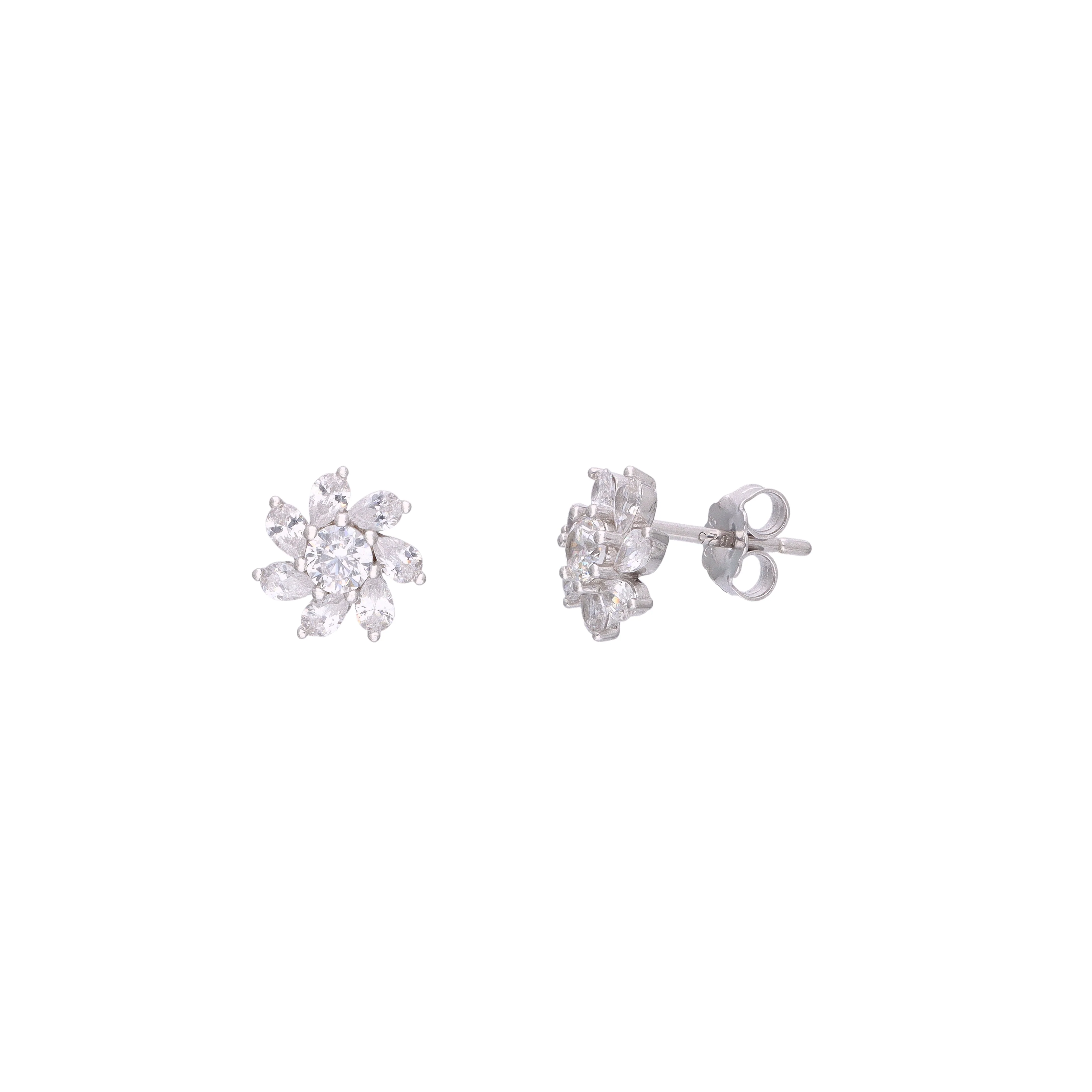 Floral Marquise Stud Earrings - Image 5