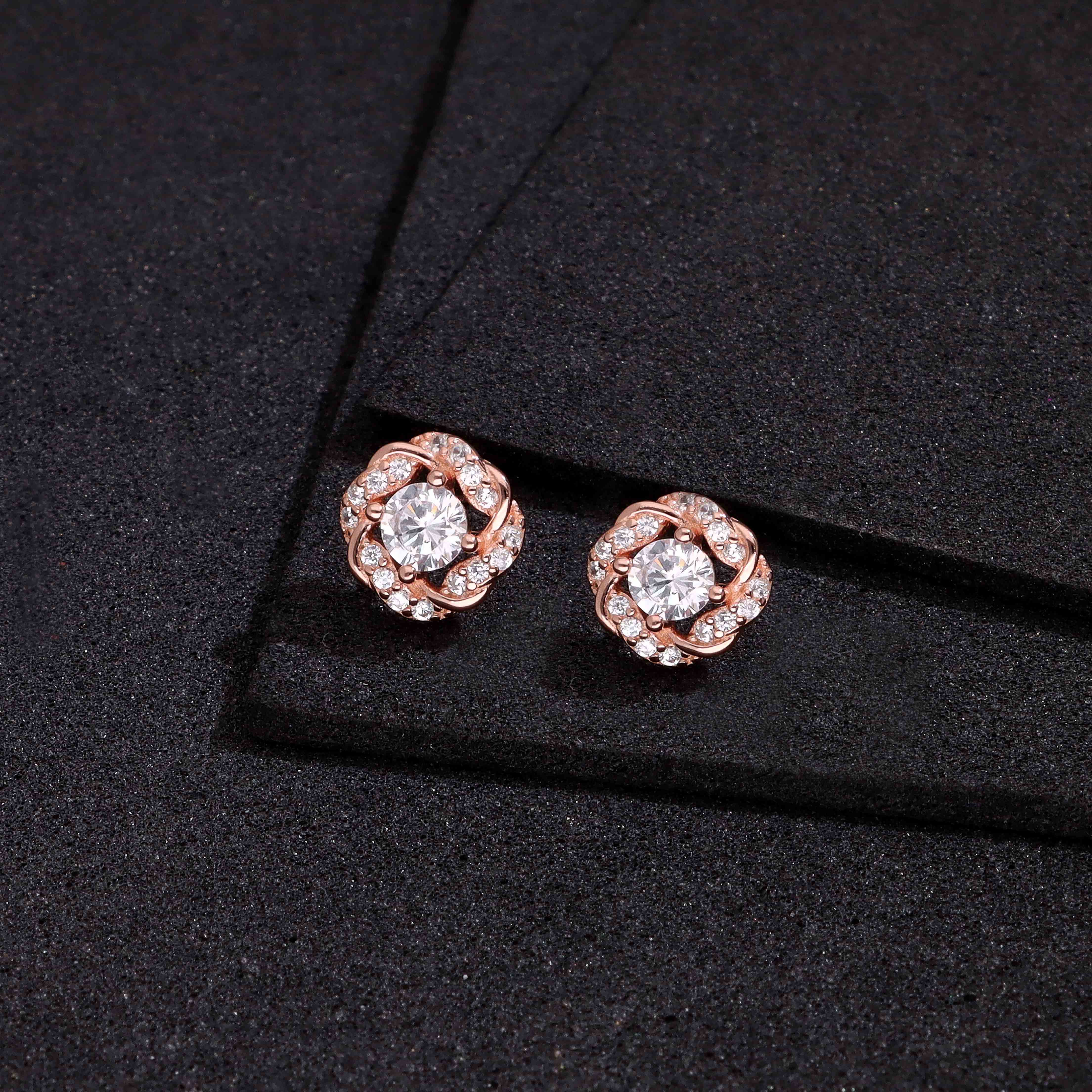 Elegant Sparkle Floral Cluster Studs - Image 2