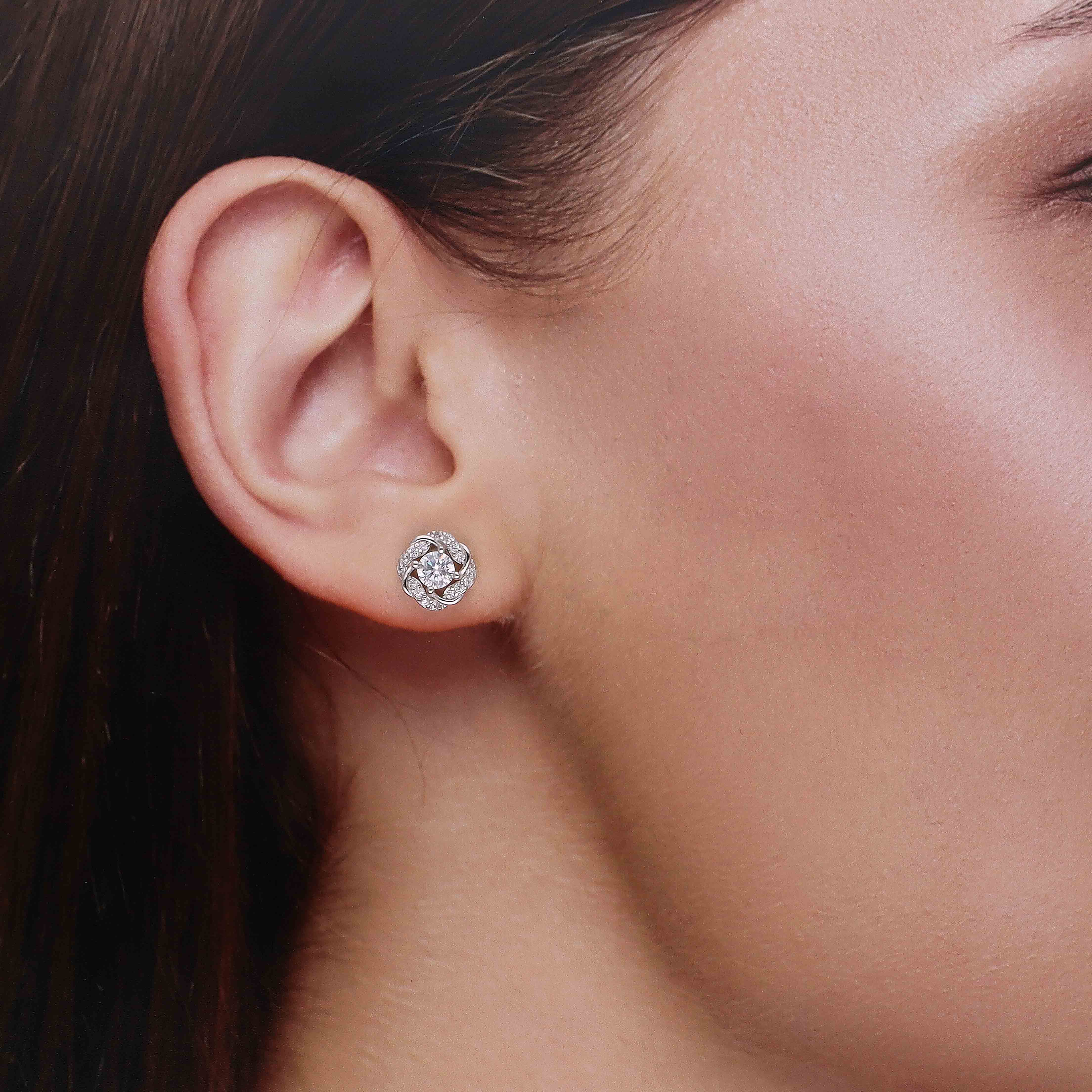 Elegant Sparkle Floral Cluster Studs - Image 3