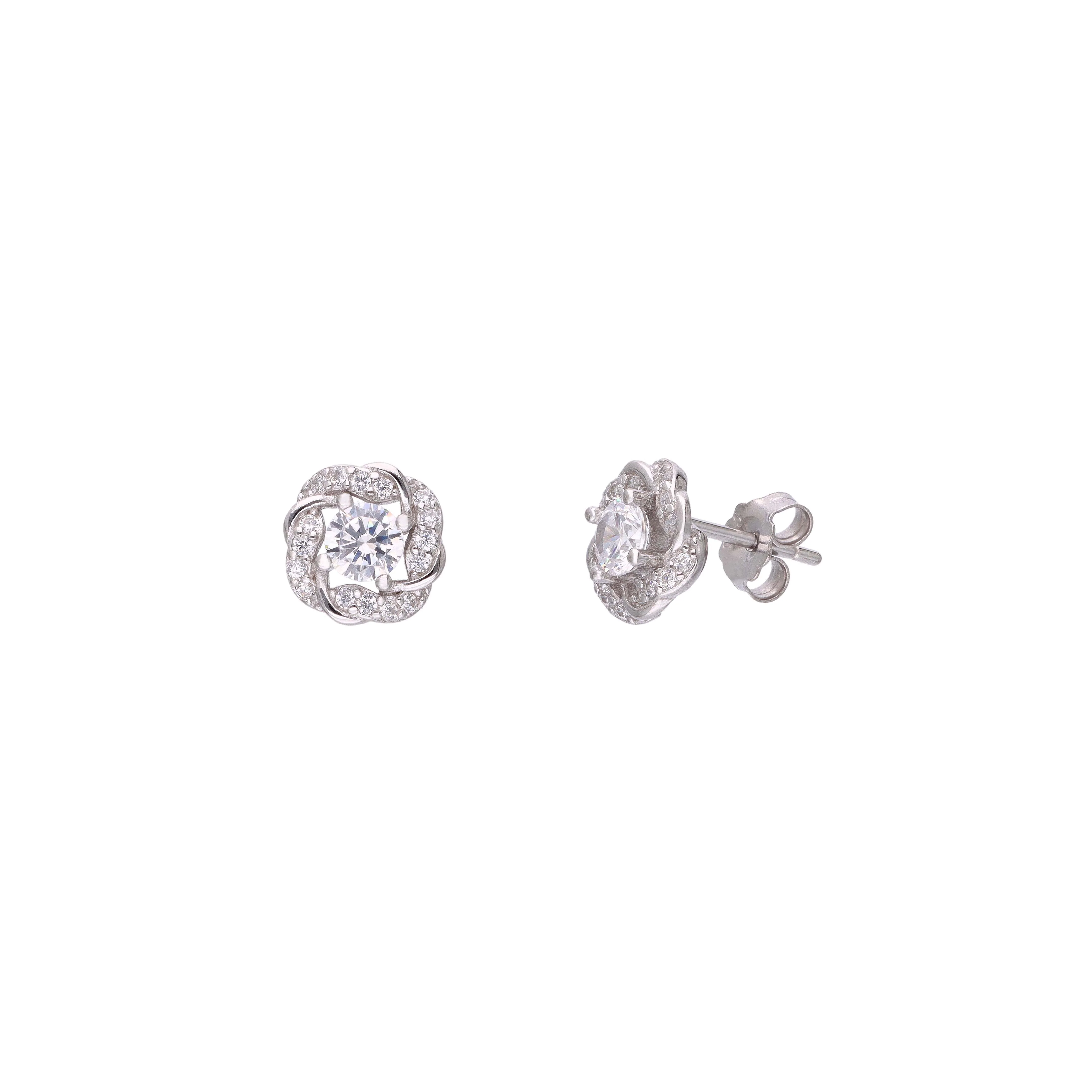 Elegant Sparkle Floral Cluster Studs - Image 5