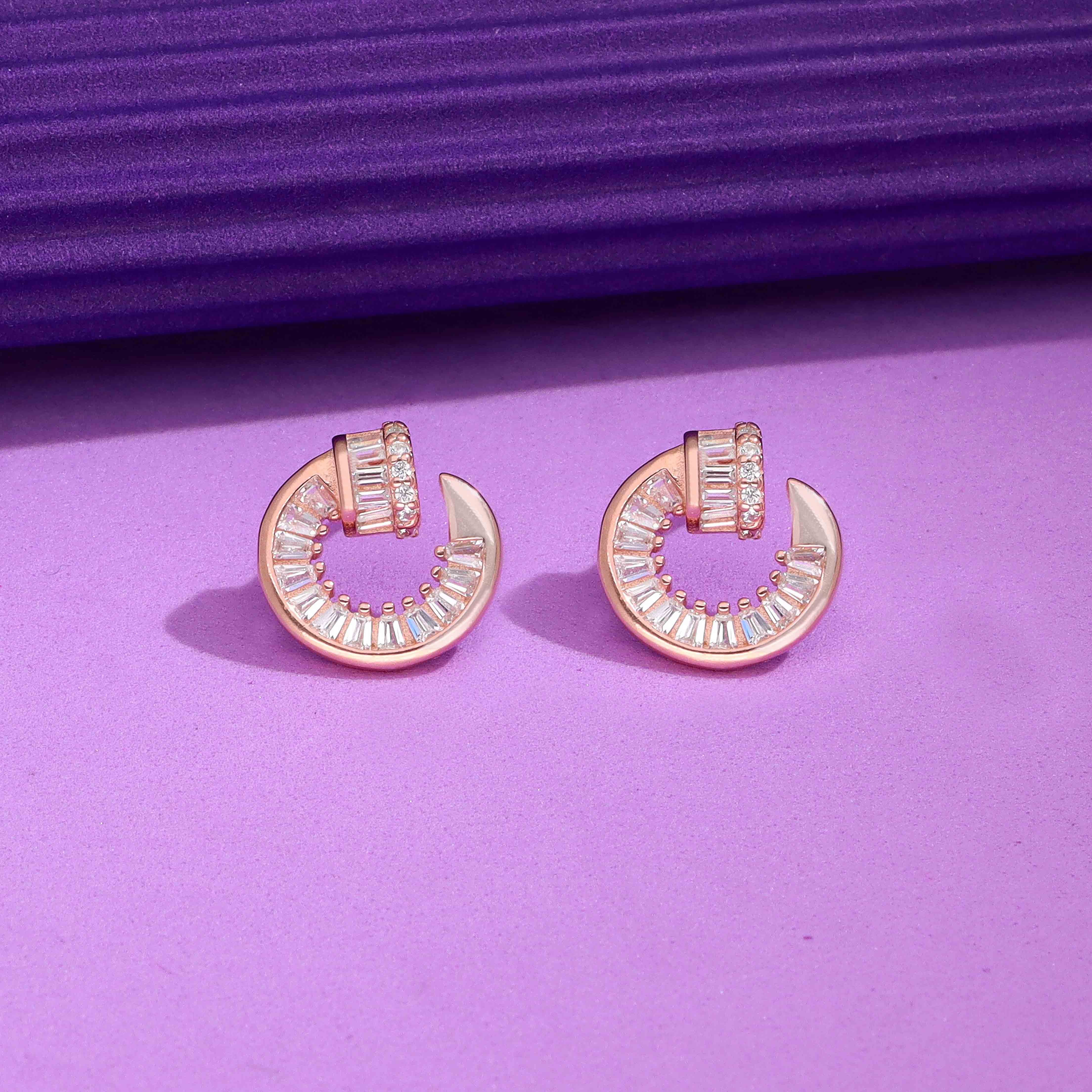 Silver Baguette Crystal Earrings - Image 3