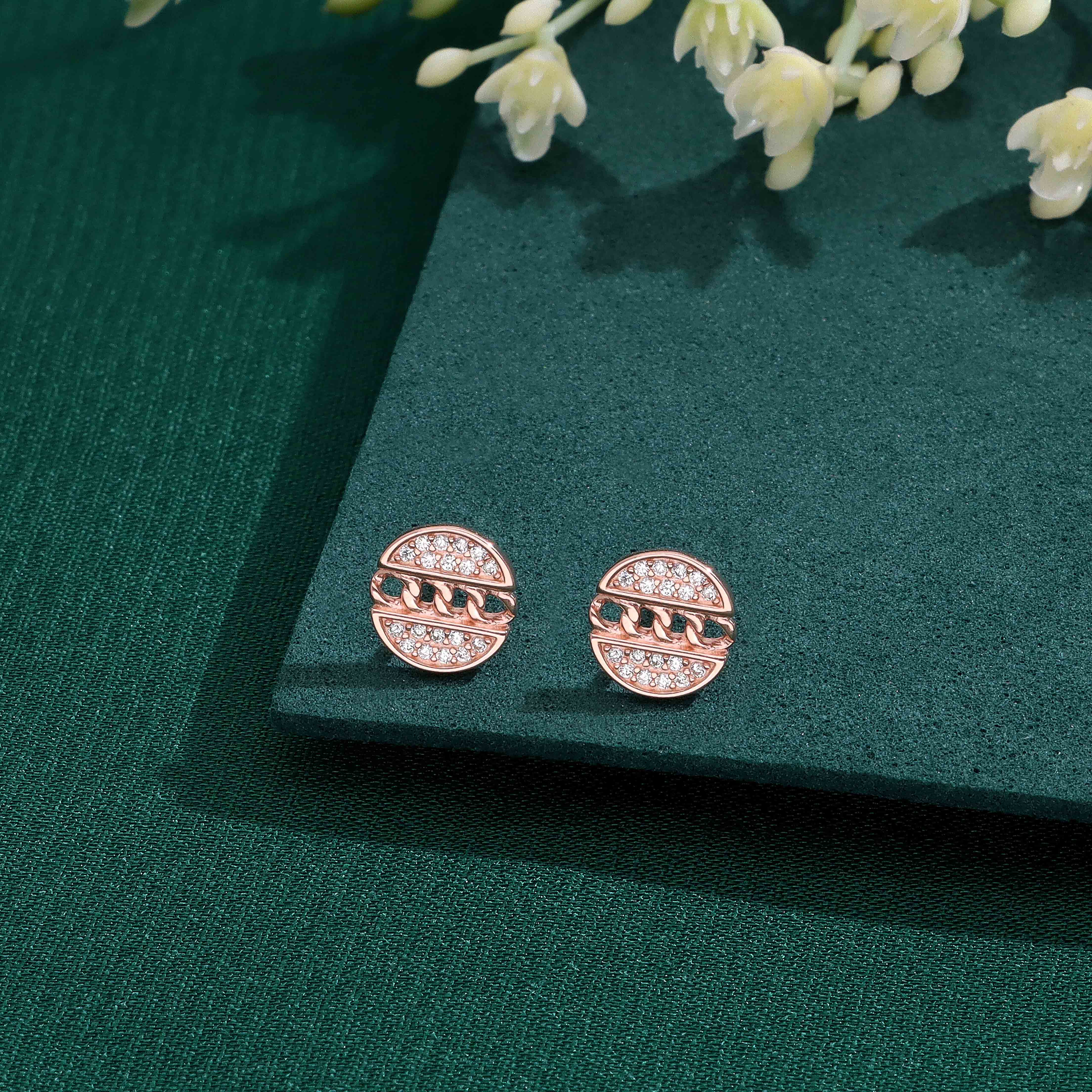 Sterling Silver Crystal-Studded Stud Earrings - Image 2