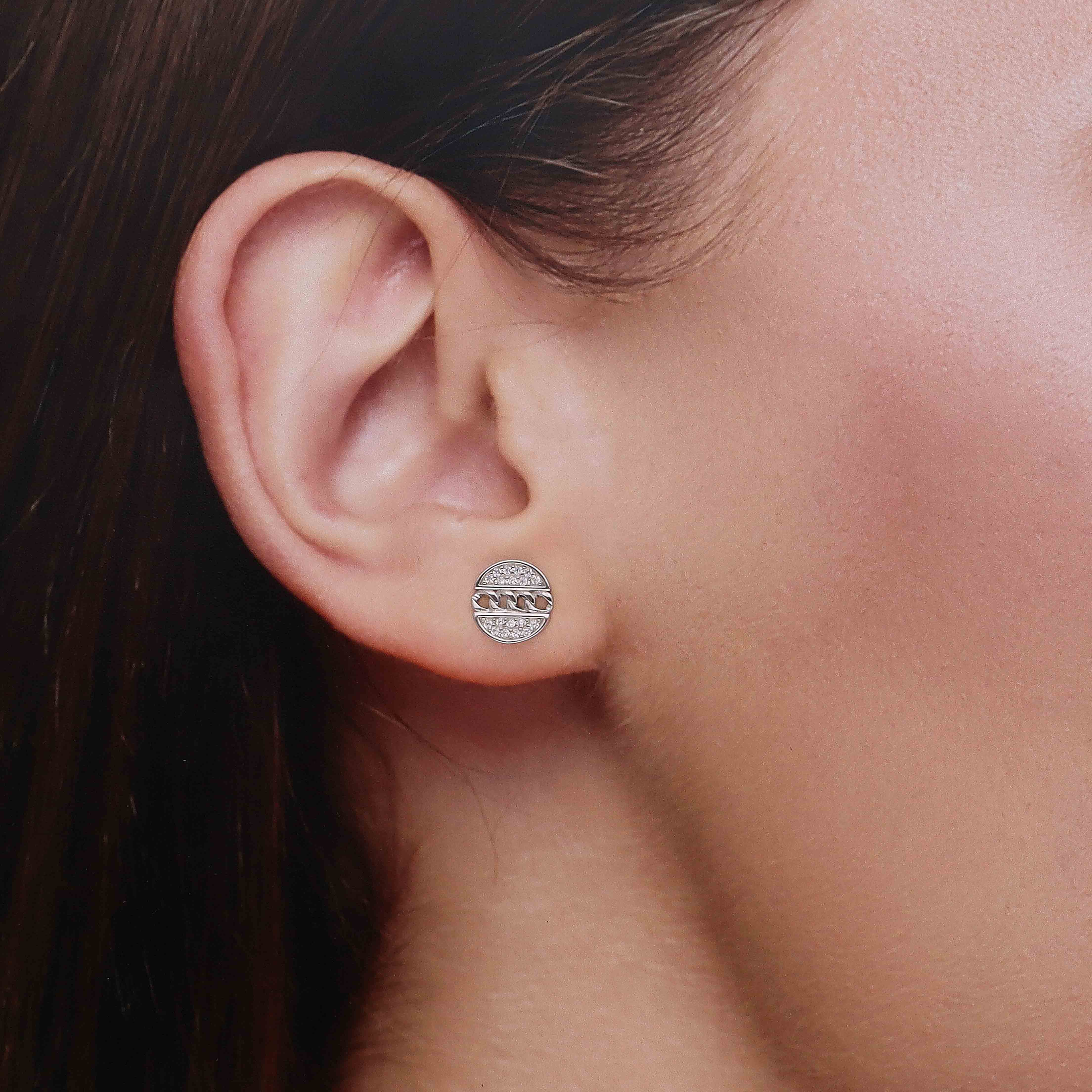 Sterling Silver Crystal-Studded Stud Earrings - Image 4