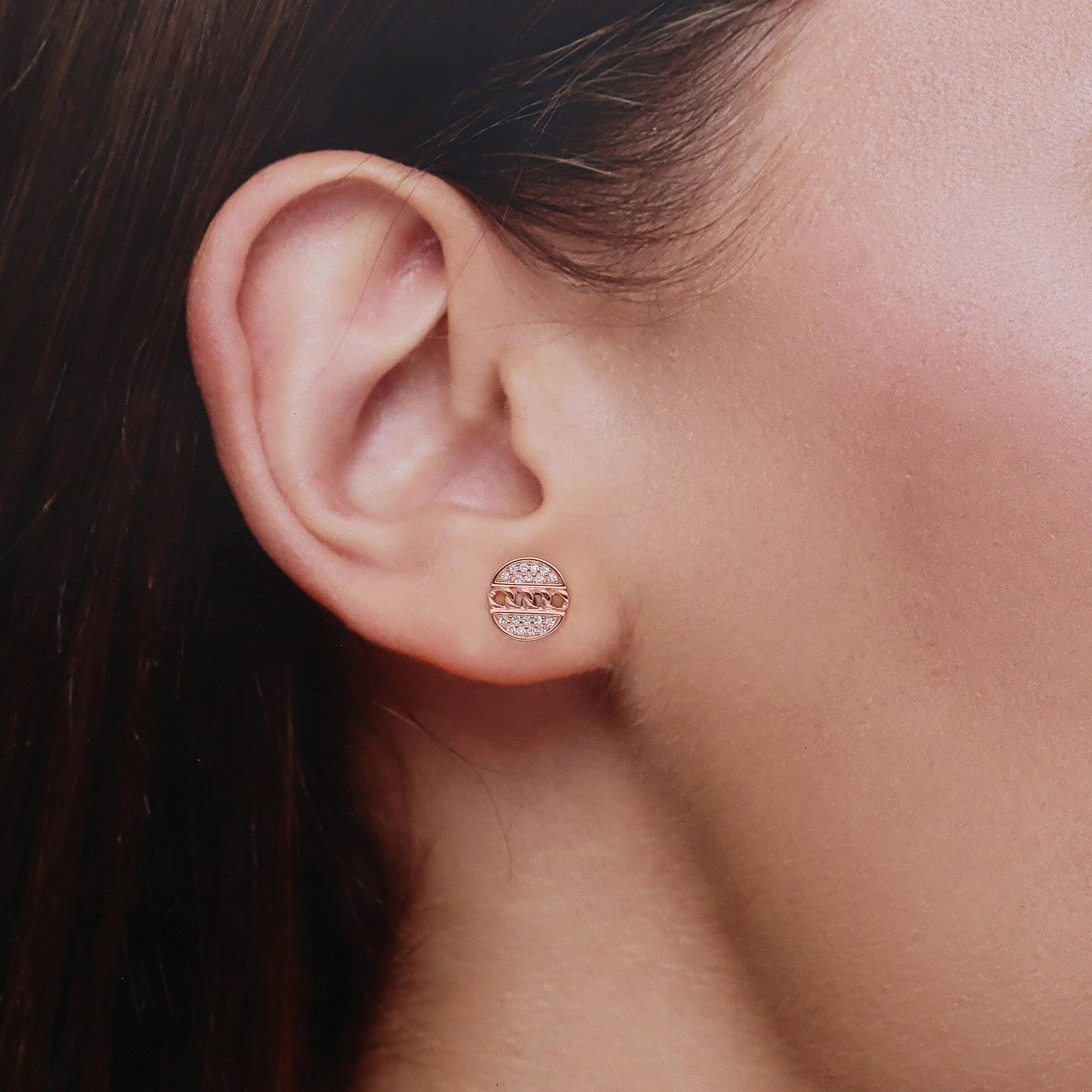 Sterling Silver Crystal-Studded Stud Earrings - Image 5
