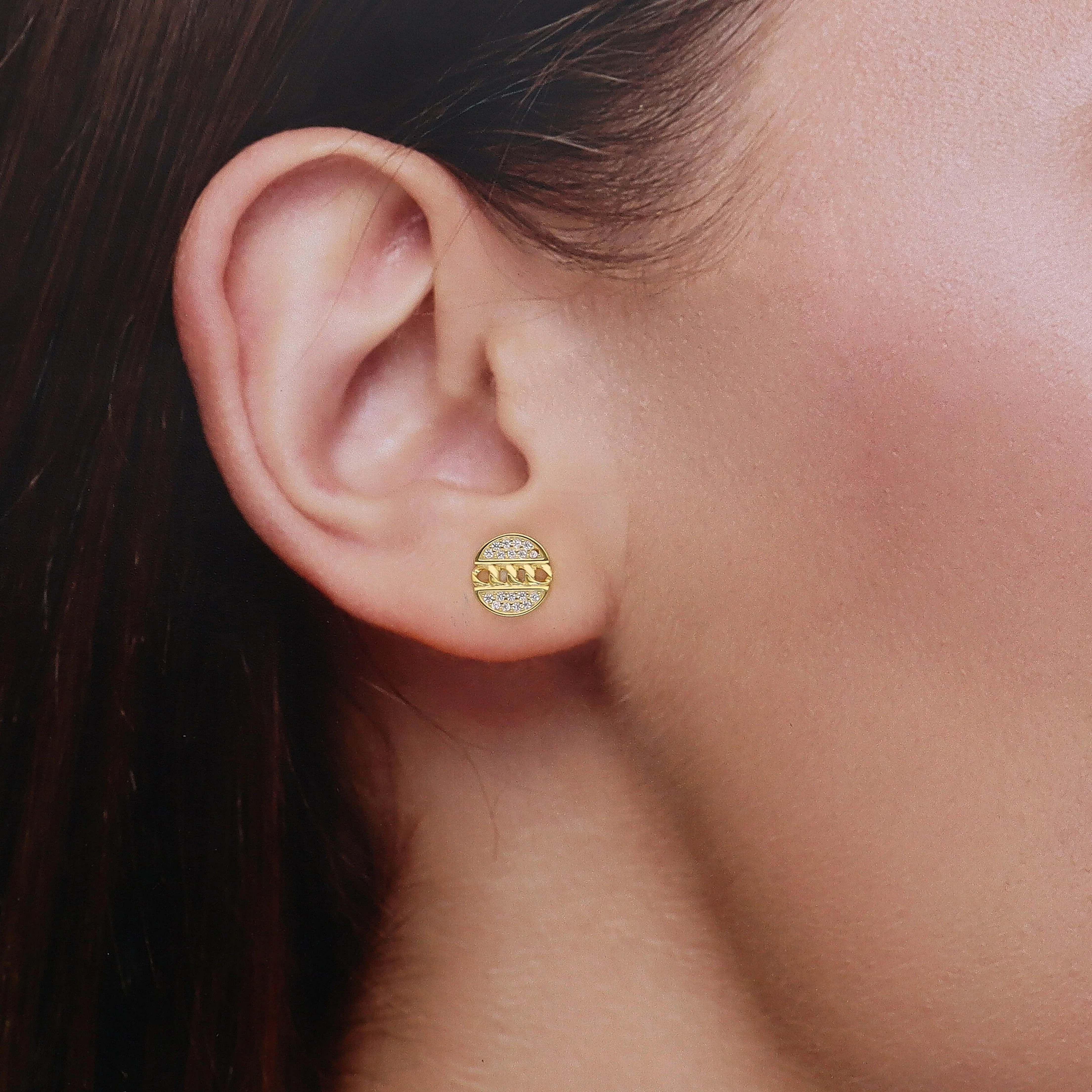 Sterling Silver Crystal-Studded Stud Earrings - Image 6
