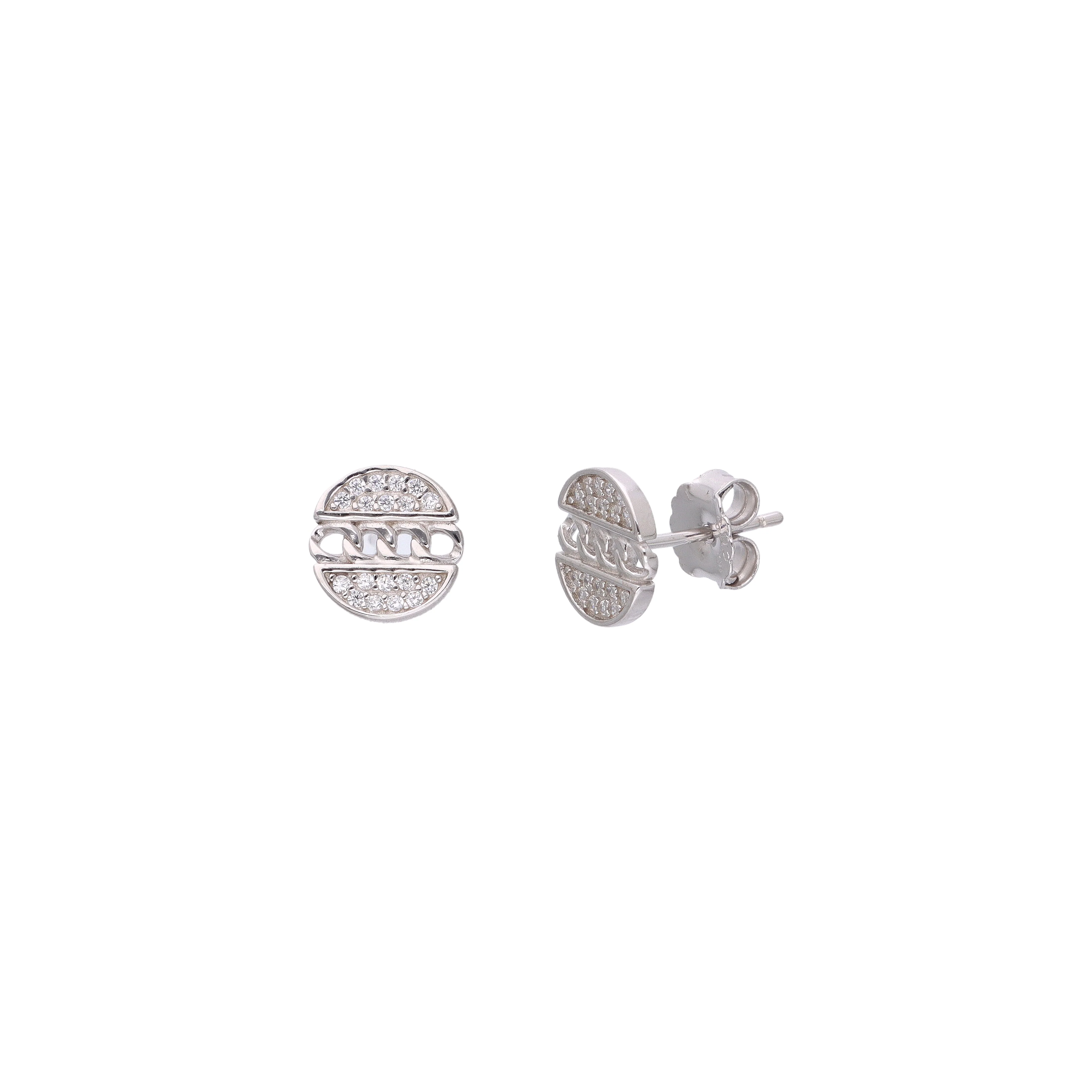 Sterling Silver Crystal-Studded Stud Earrings - Image 7