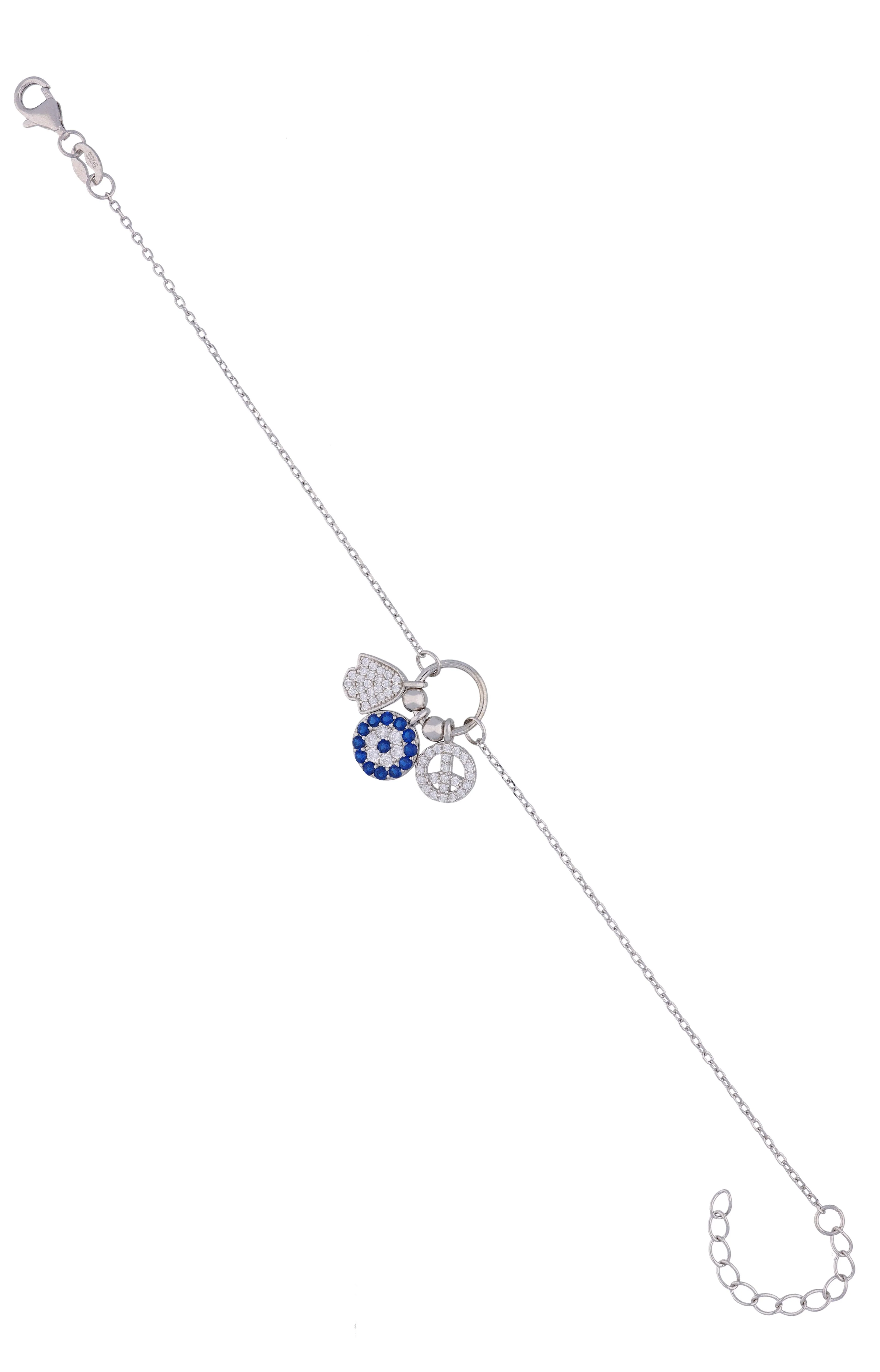Trendy Evil Eye Charm Silver Bracelet - Image 3