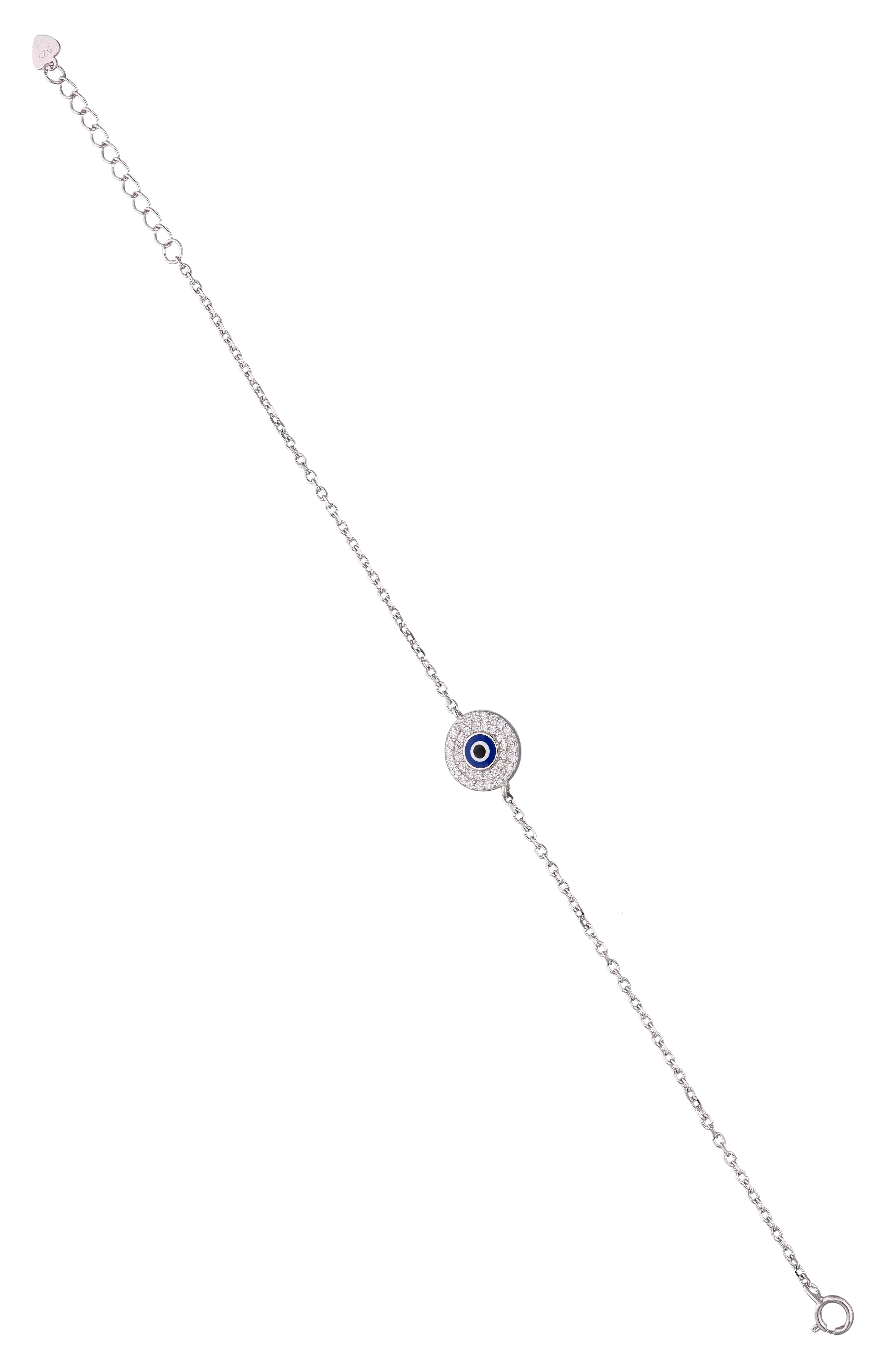 Classic Single Evil Eye Silver Bracelet - Image 2