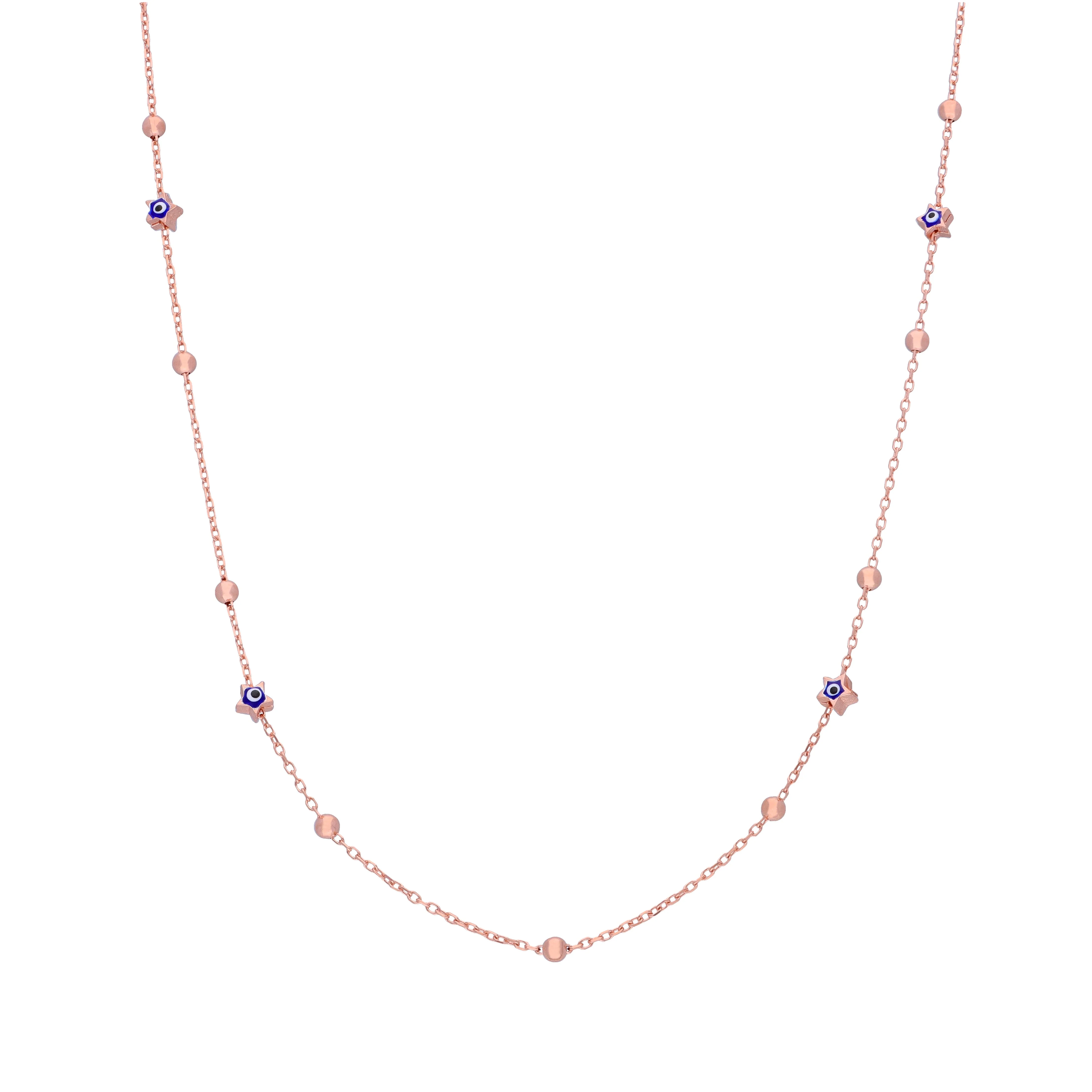 Minimalistic Evil Eye & Silver Beads Silver Chain Necklace - Image 6