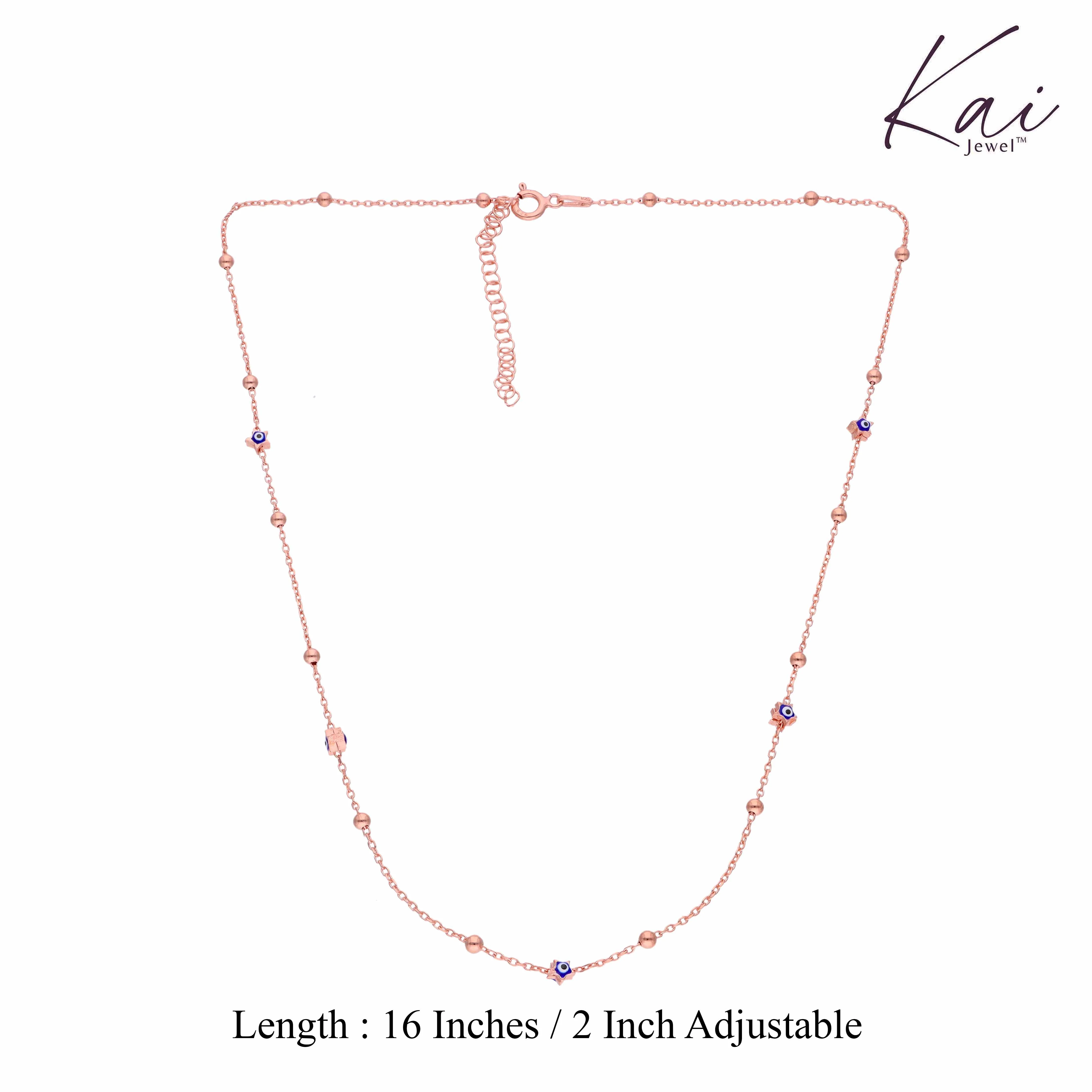 Minimalistic Evil Eye & Silver Beads Silver Chain Necklace - Image 7