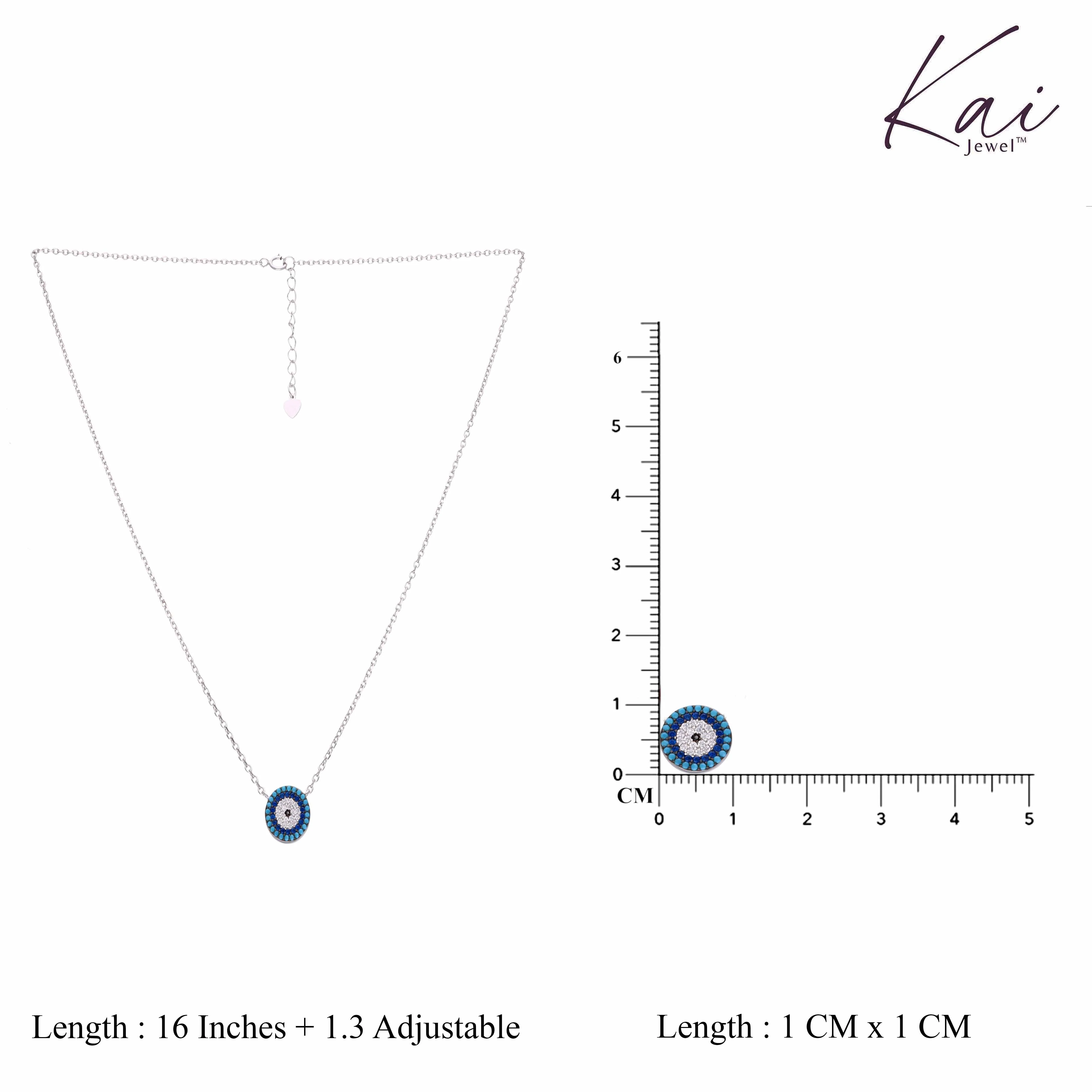 Simply Circular Evil Eye Silver Chain Necklace - Image 3