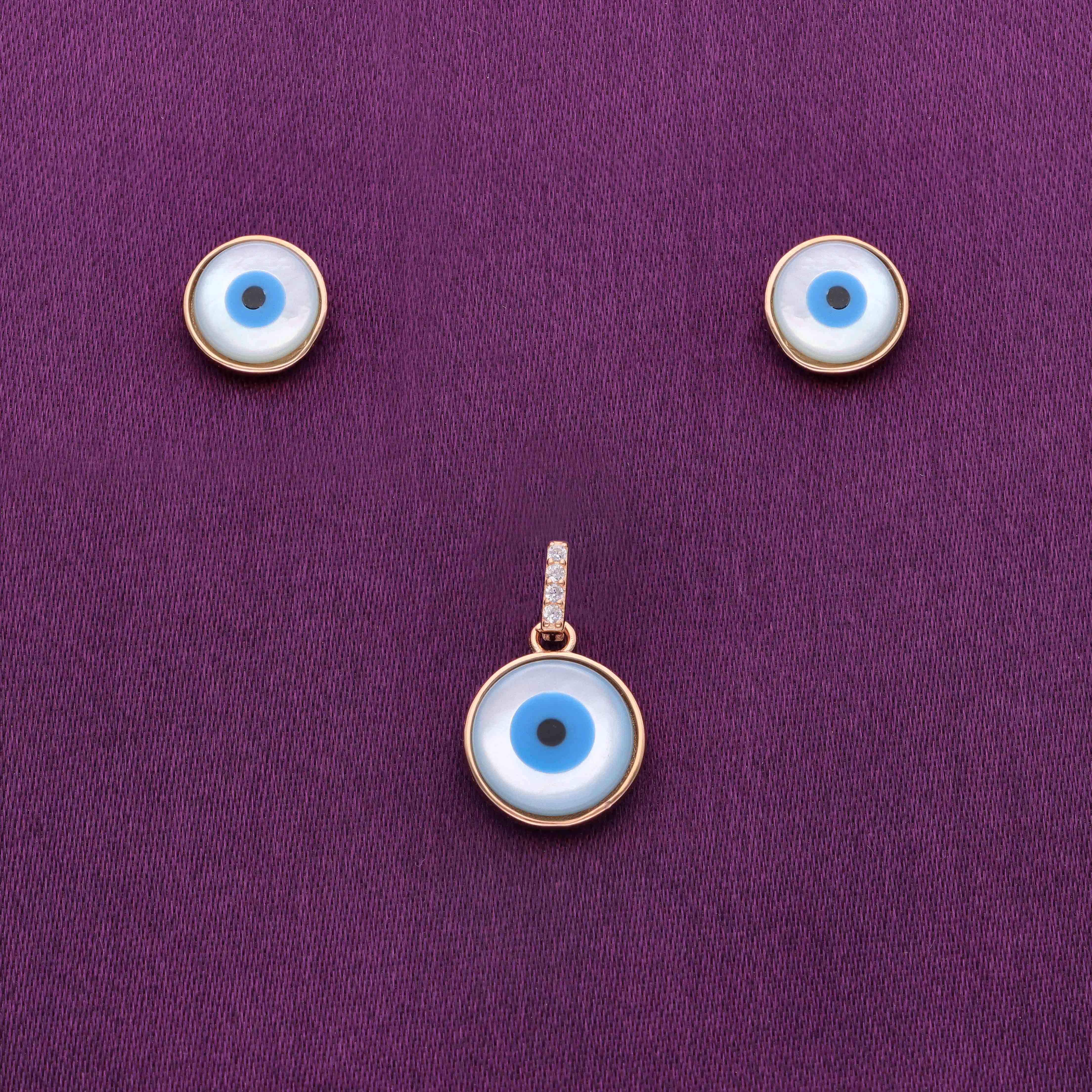Simply Evil Eye Silver Pendant & Earrings Set - Image 2