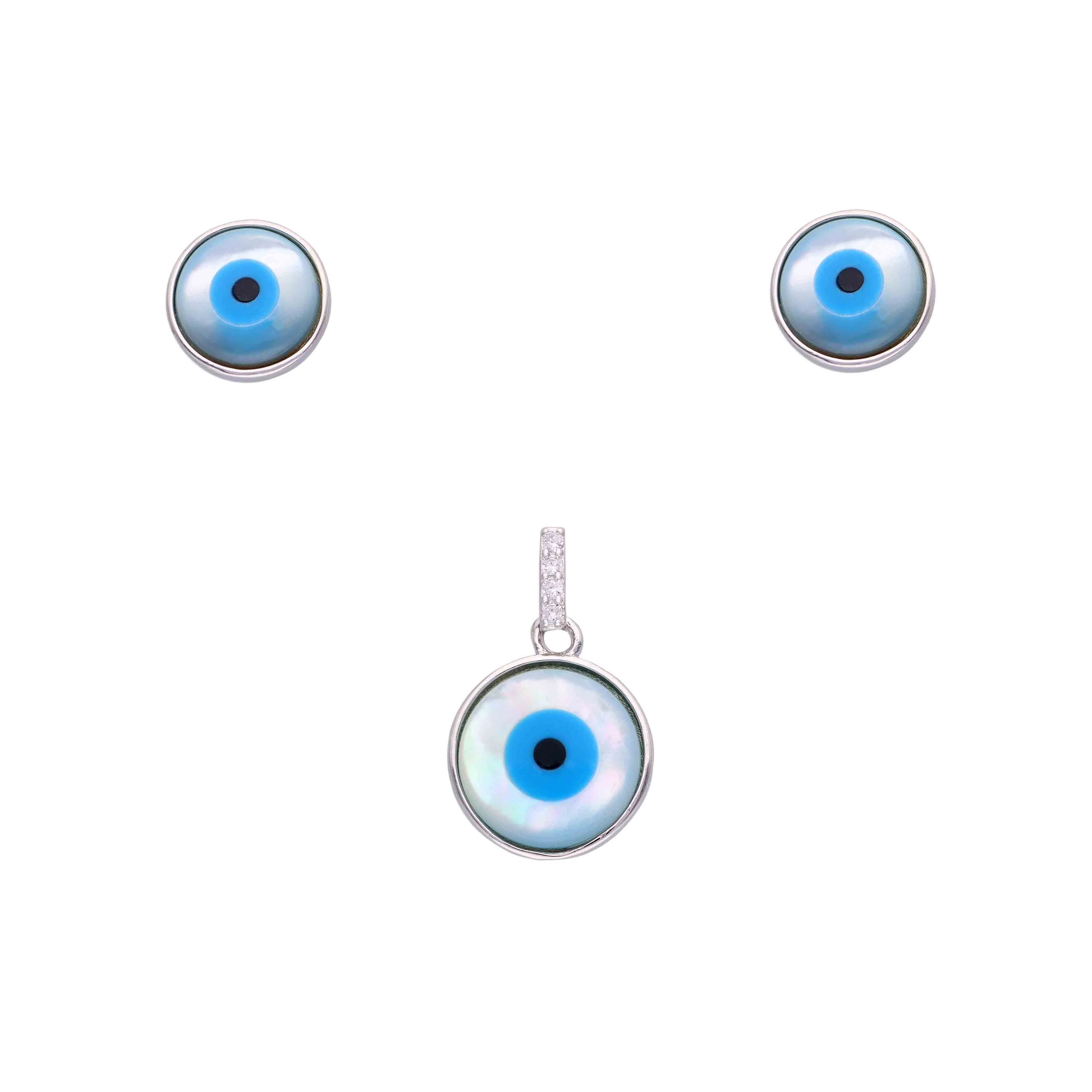 Simply Evil Eye Silver Pendant & Earrings Set - Image 3