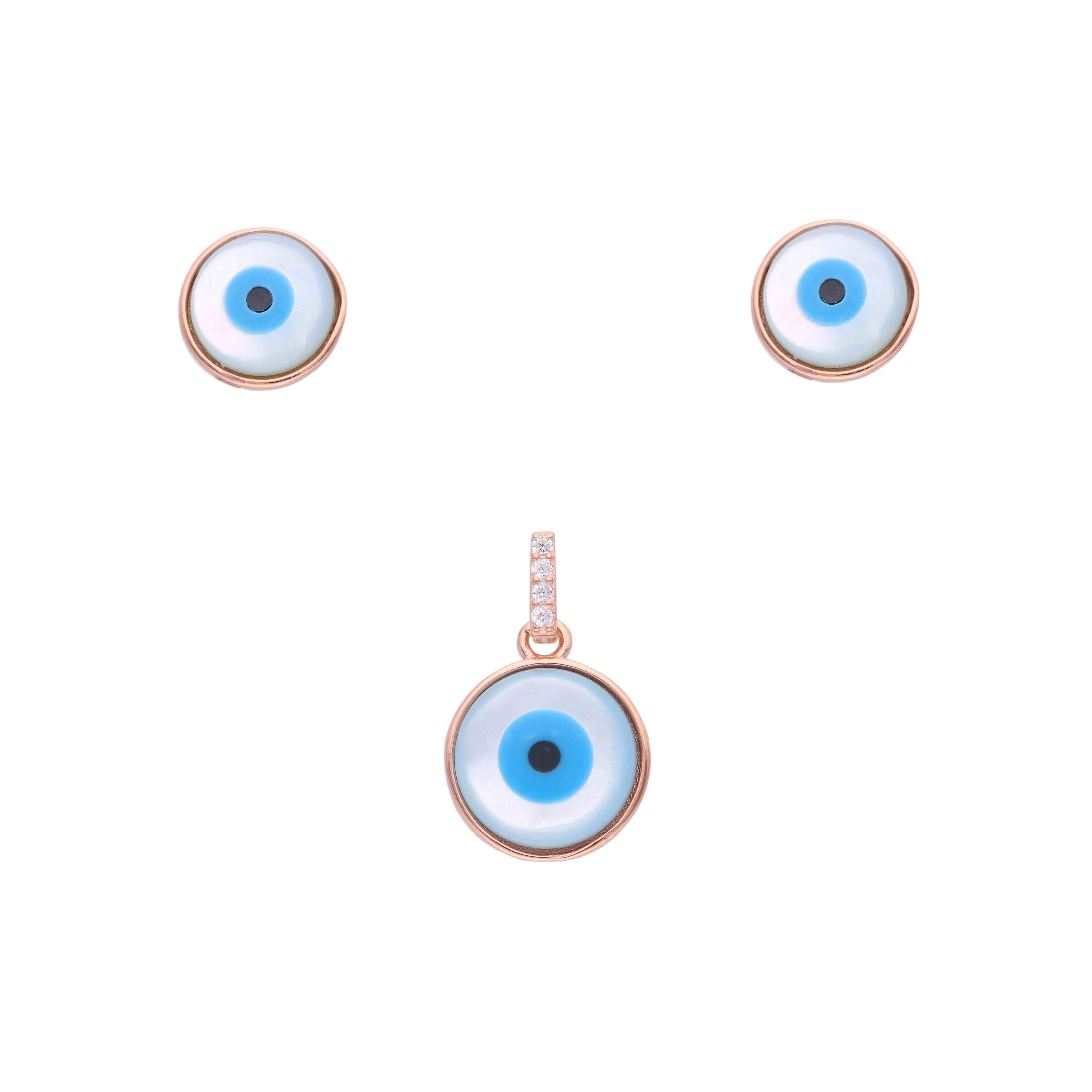 Simply Evil Eye Silver Pendant & Earrings Set - Image 4