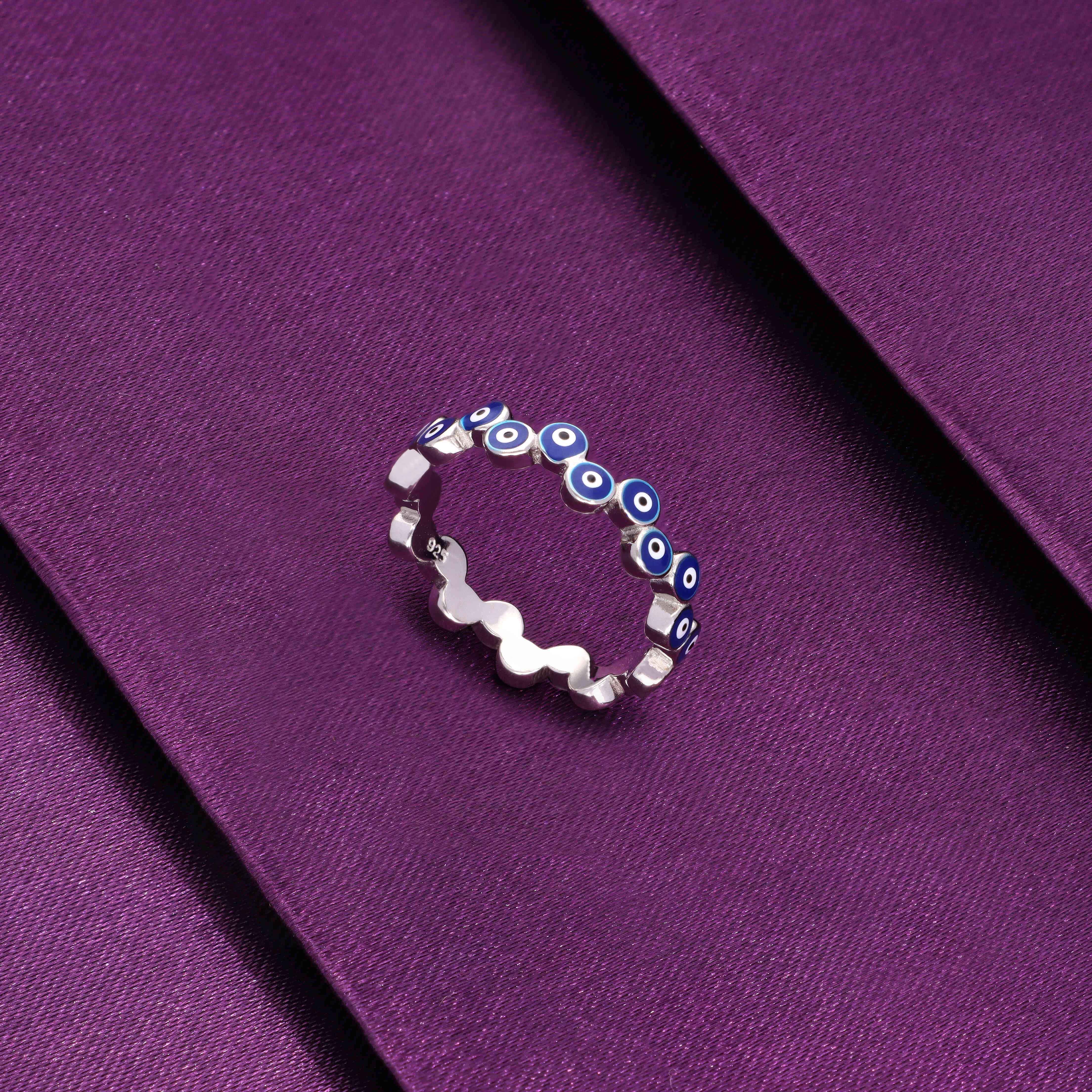 Trendy Multi Evil Eye Silver Ring - Image 3