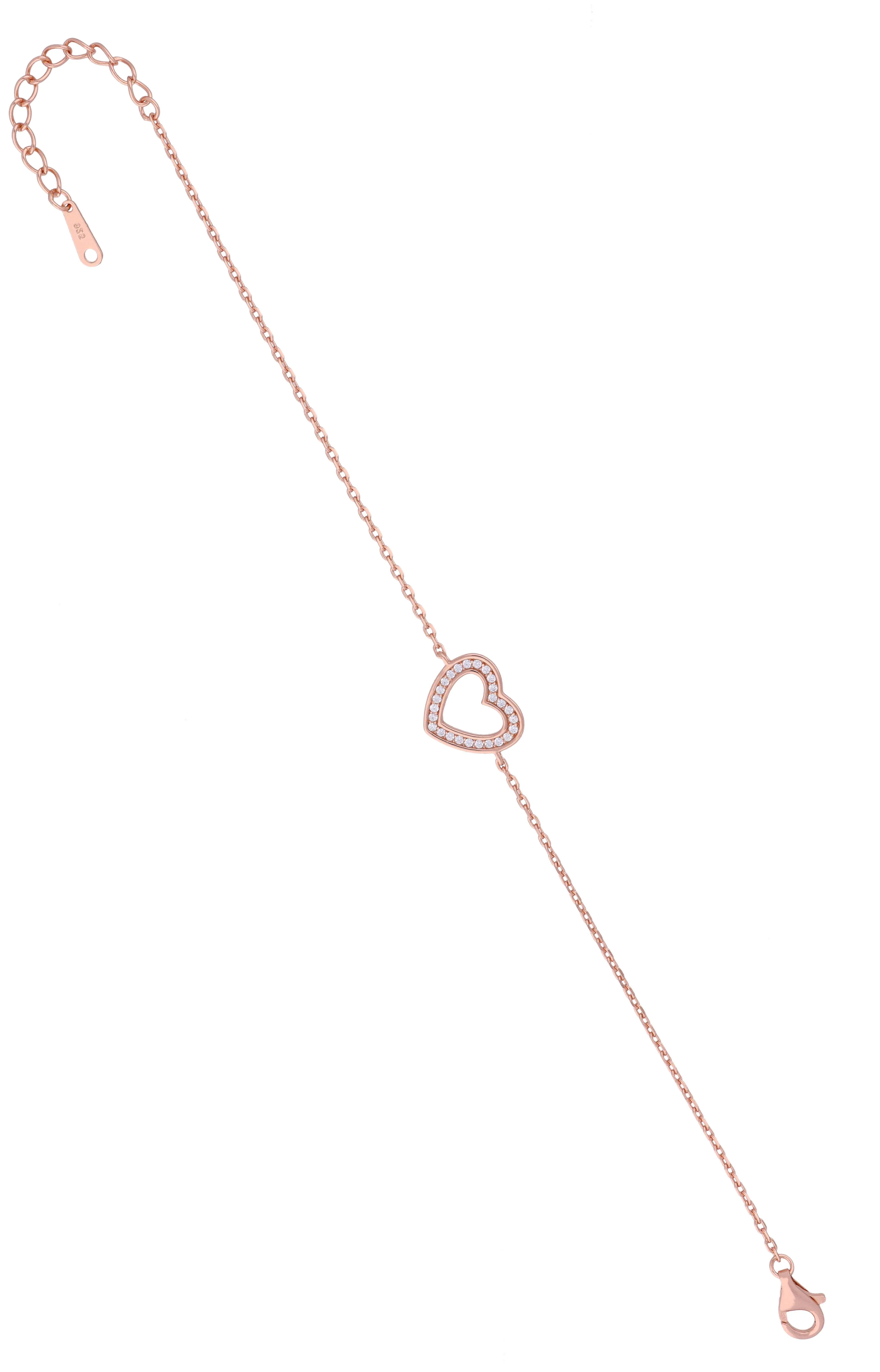 Diamond Laced Silver Heart Bracelet - Image 2