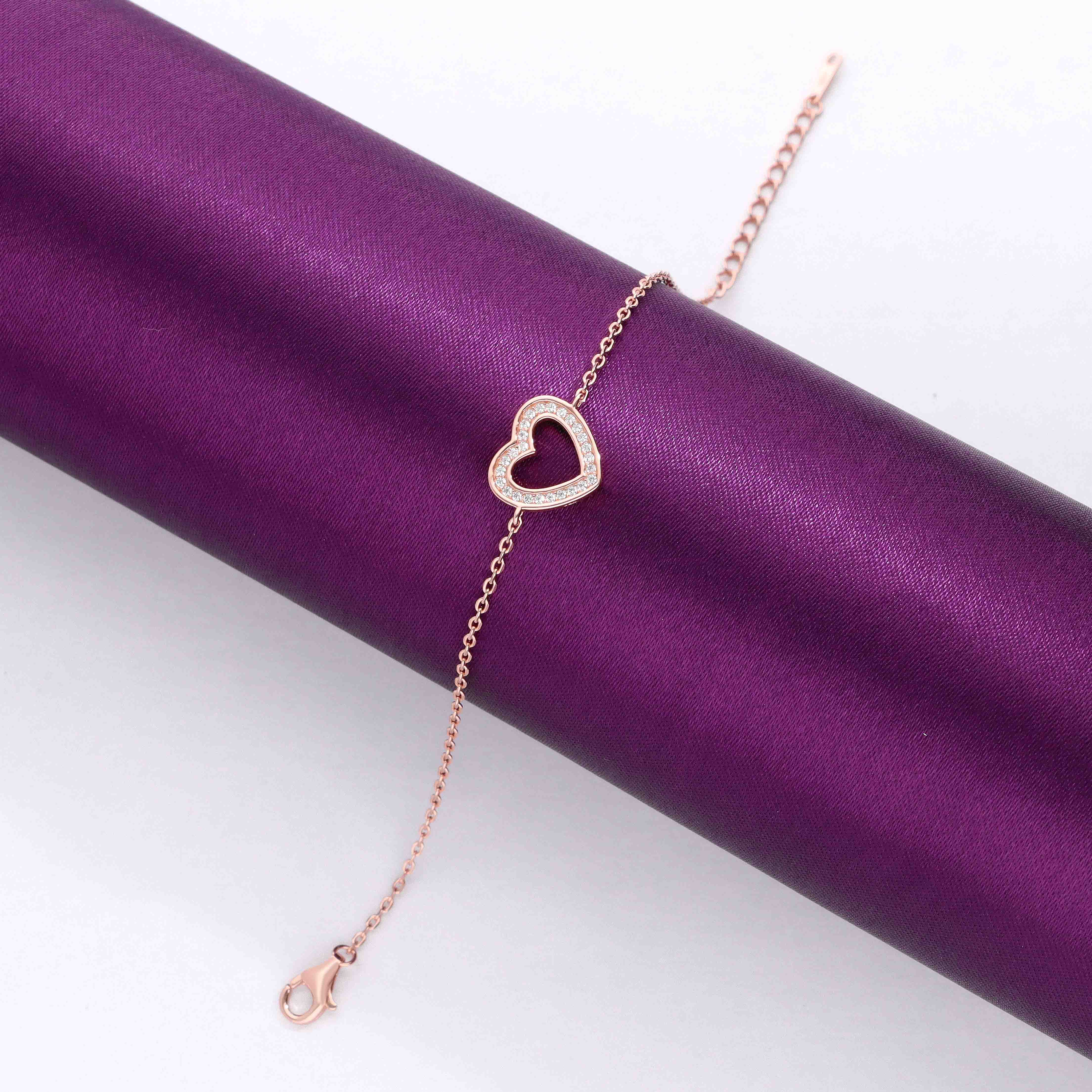 Diamond Laced Silver Heart Bracelet - Image 4
