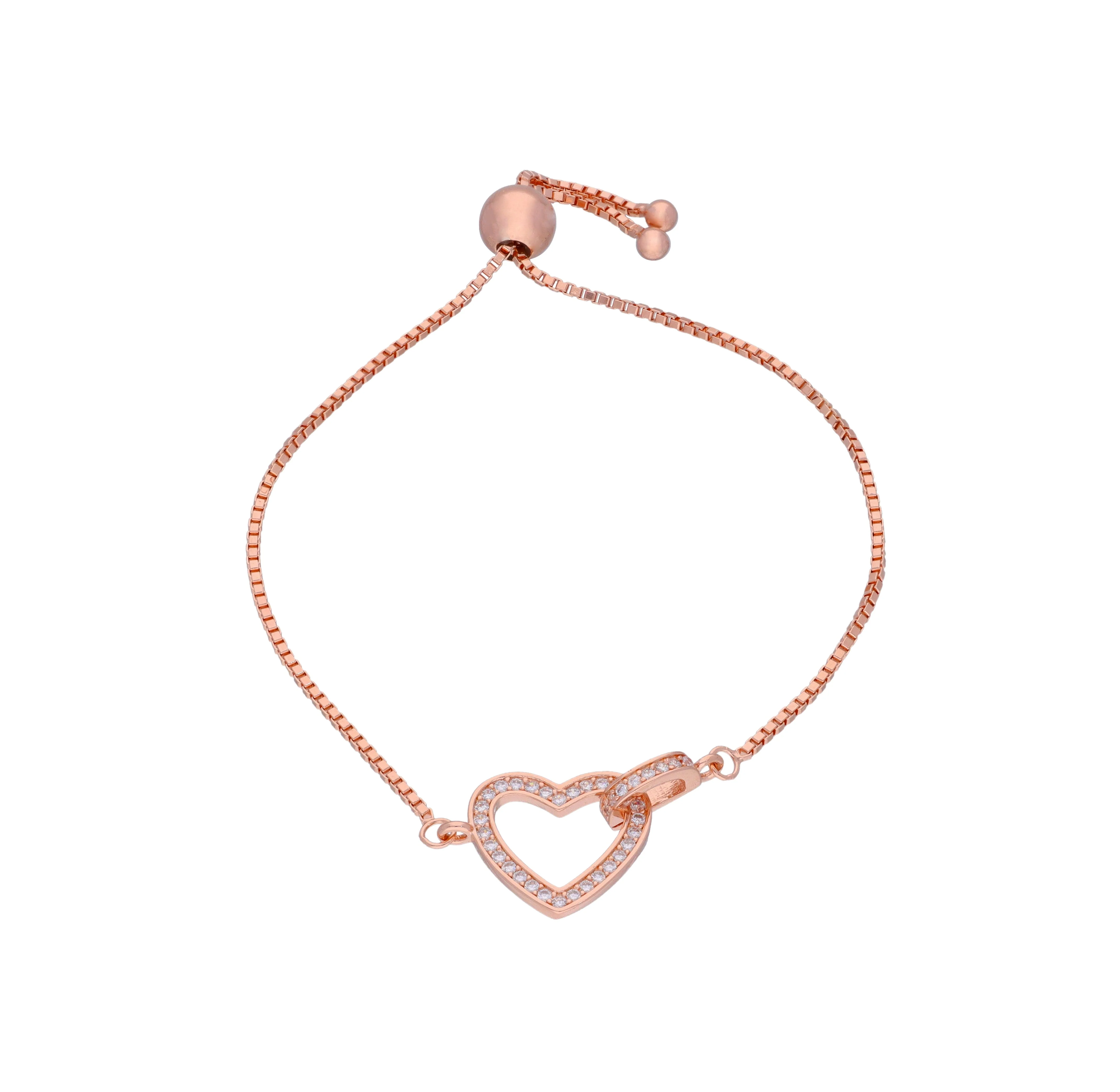 Alluring Heart Silver Link Bracelet - Image 3