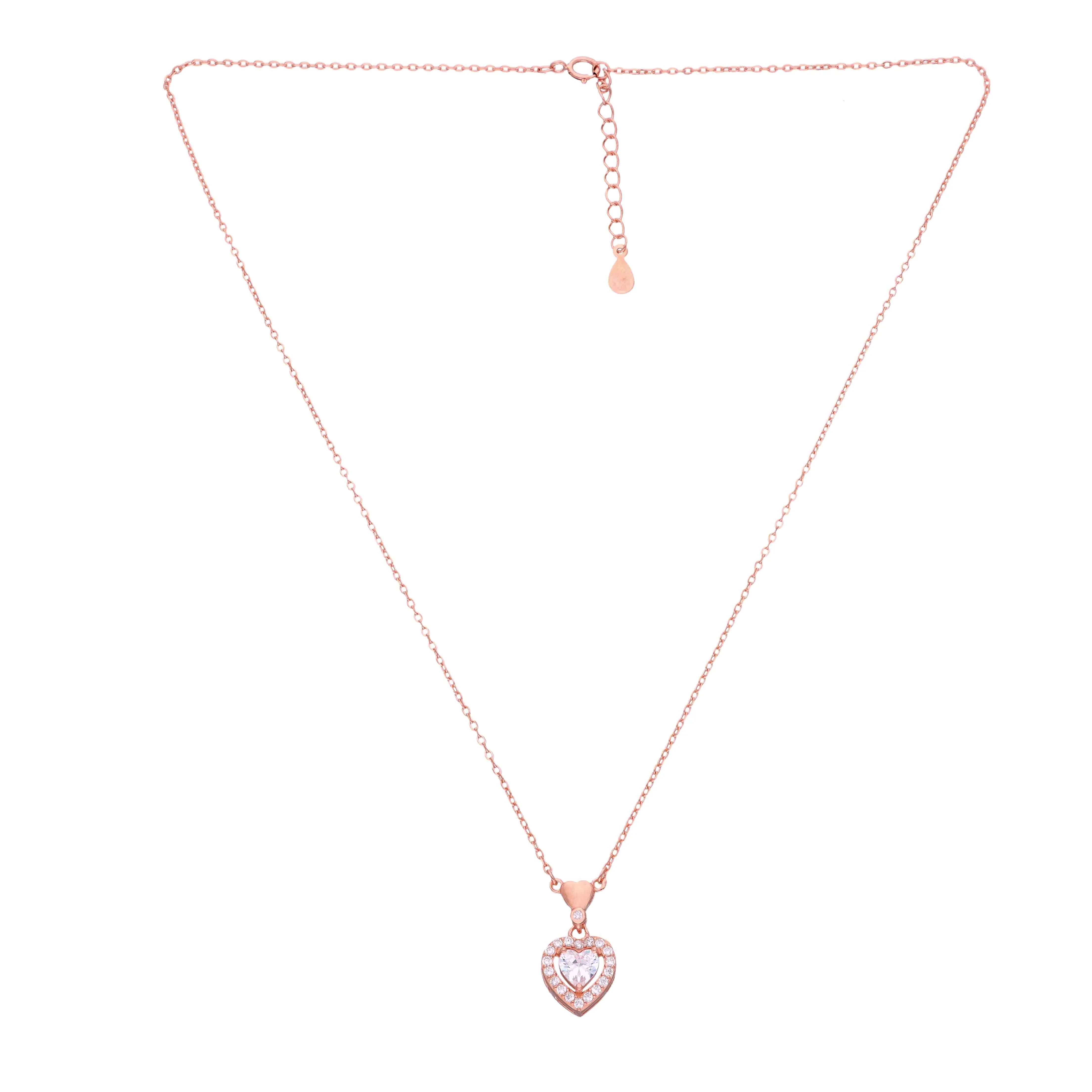 Dainty Heart Diamond Studded Silver Chain Necklace - Image 3
