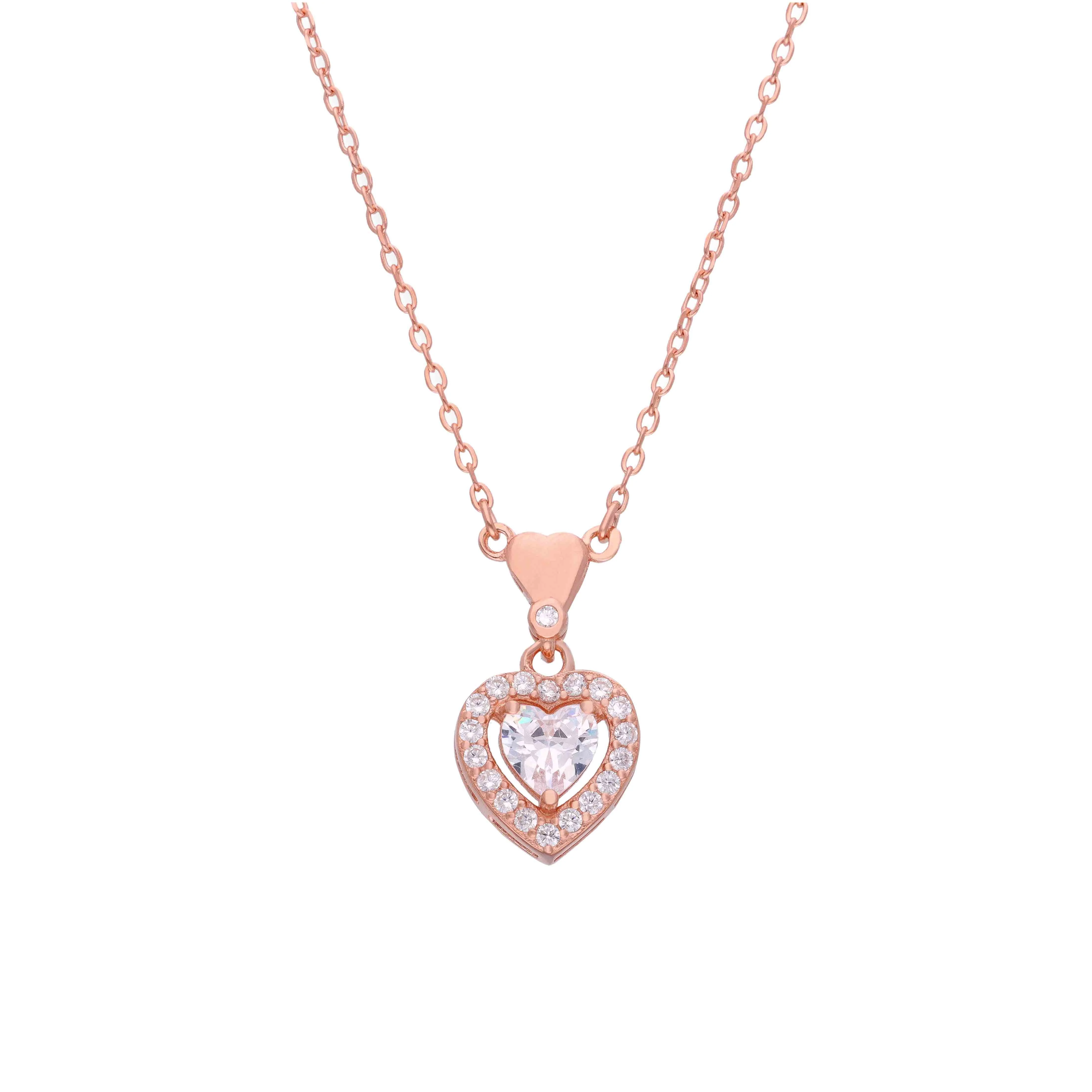 Dainty Heart Diamond Studded Silver Chain Necklace - Image 4