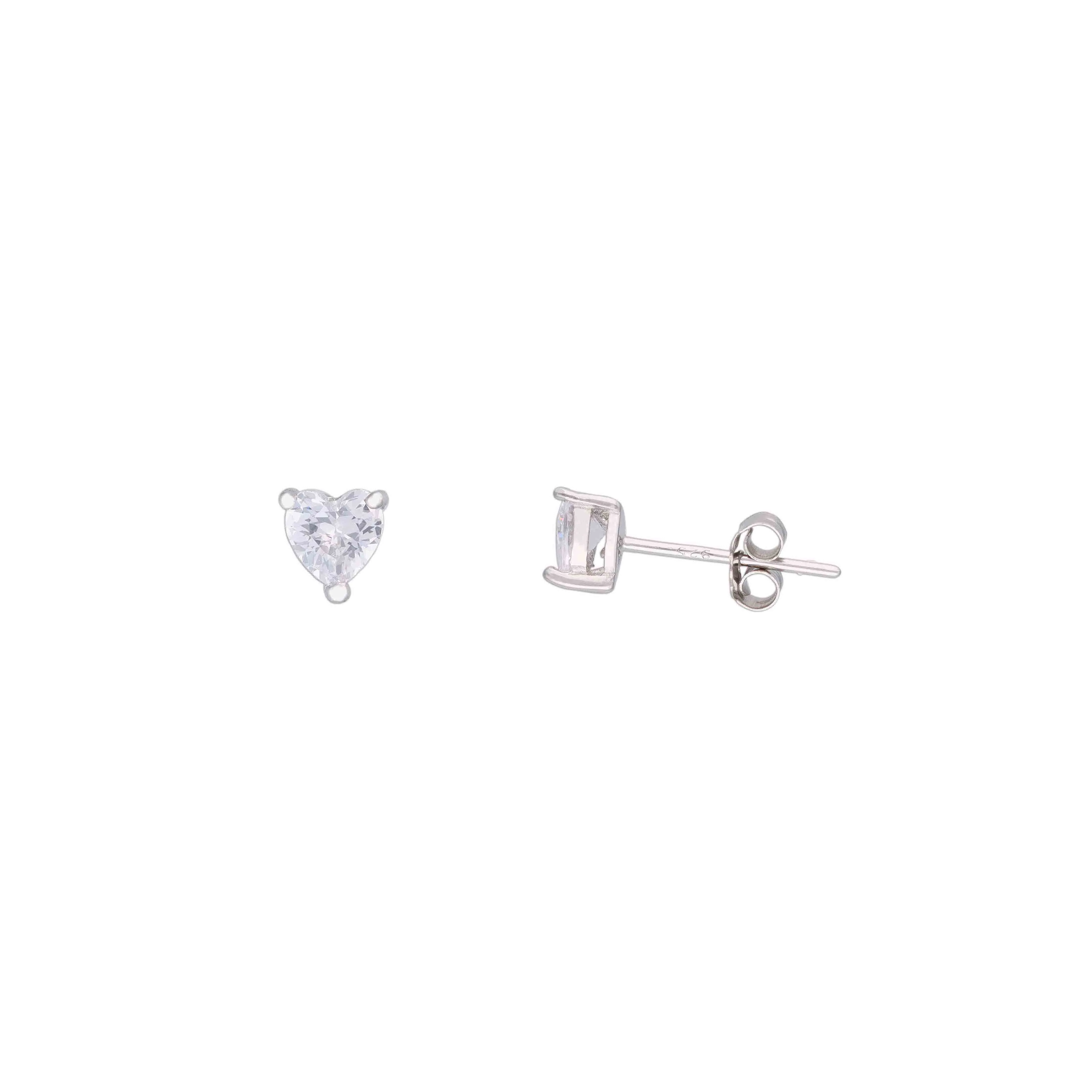 Crystal Pair of Hearts Silver Earrings - Image 3
