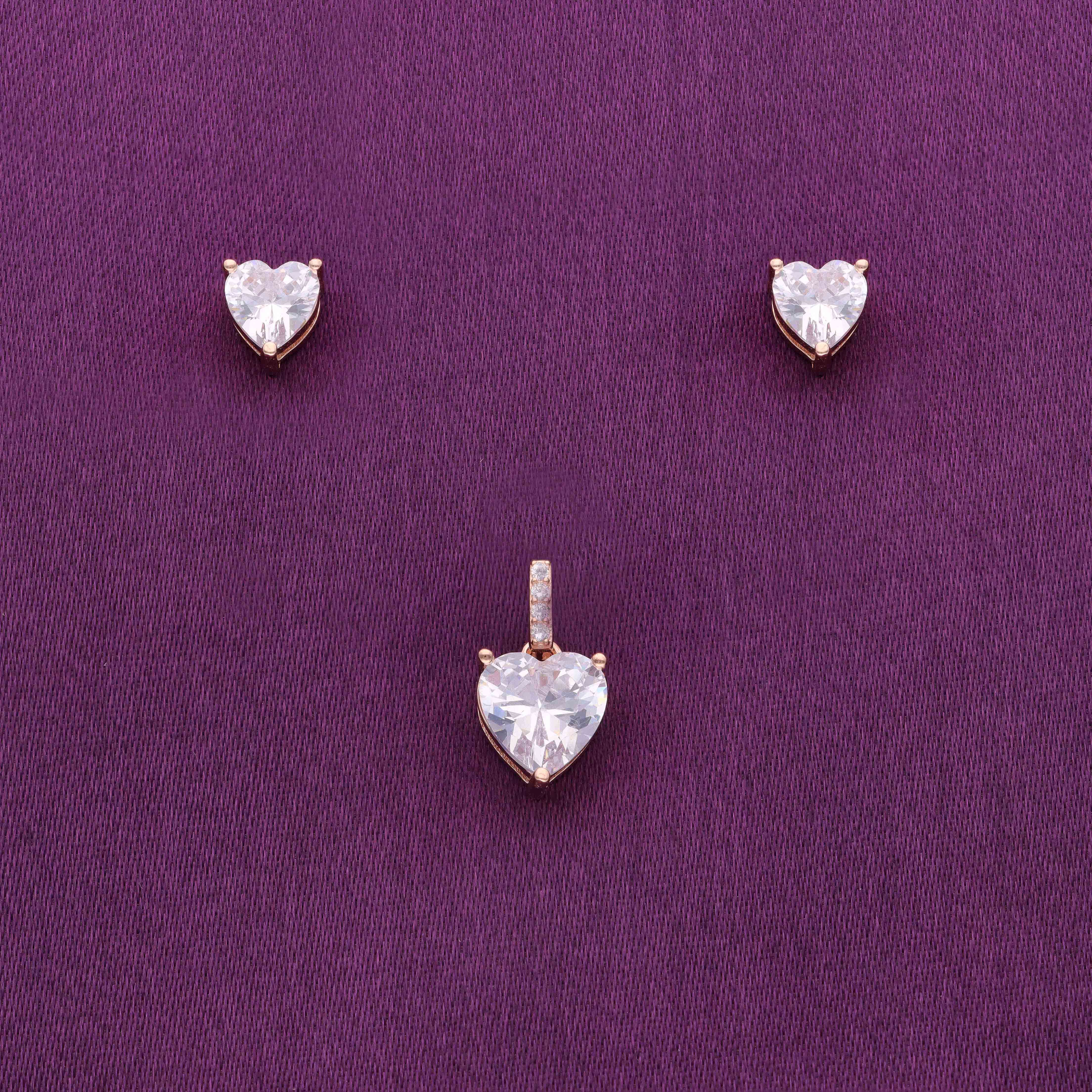 Hearty Crystals of Love Silver Pendant & Earrings Set - Image 2