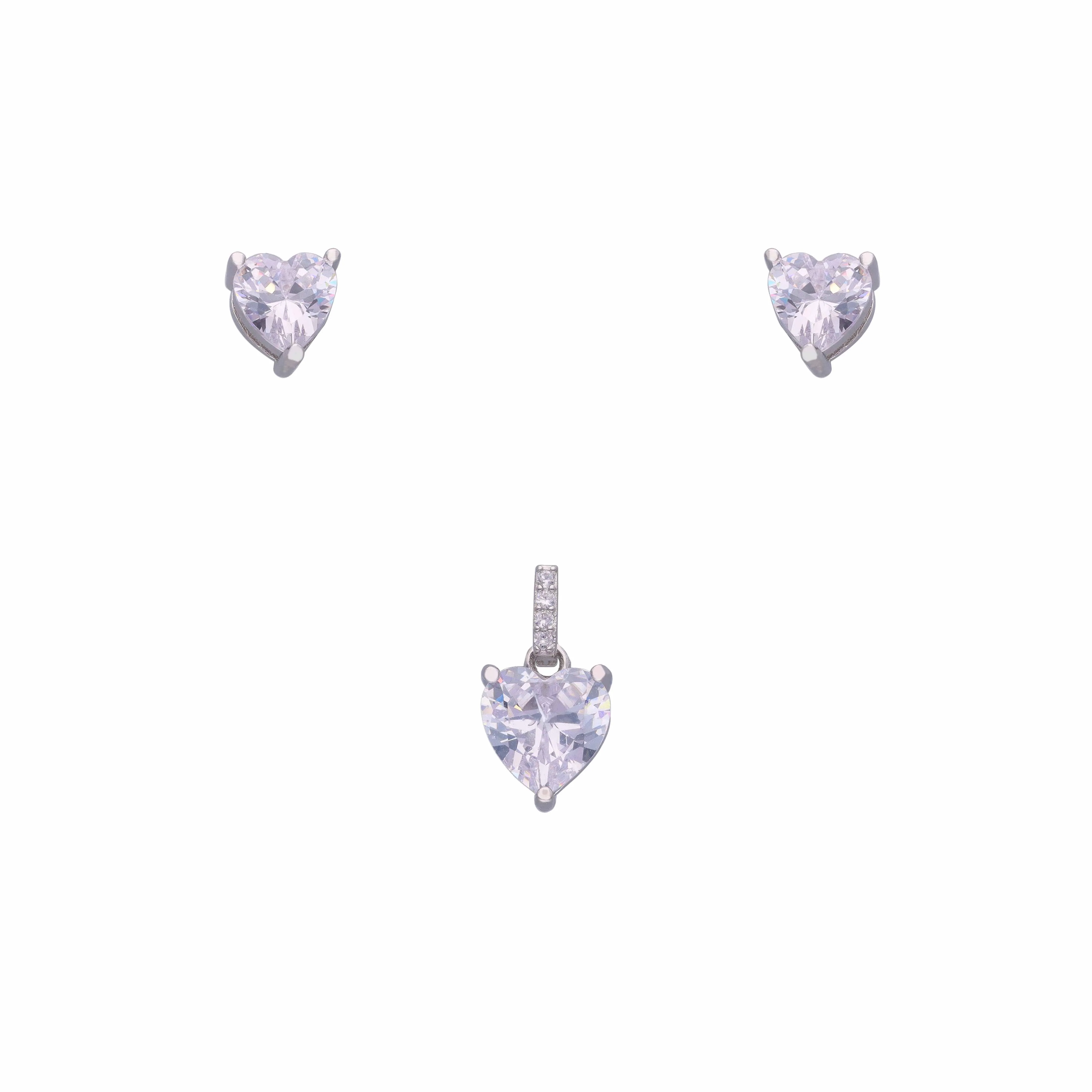 Hearty Crystals of Love Silver Pendant & Earrings Set - Image 3