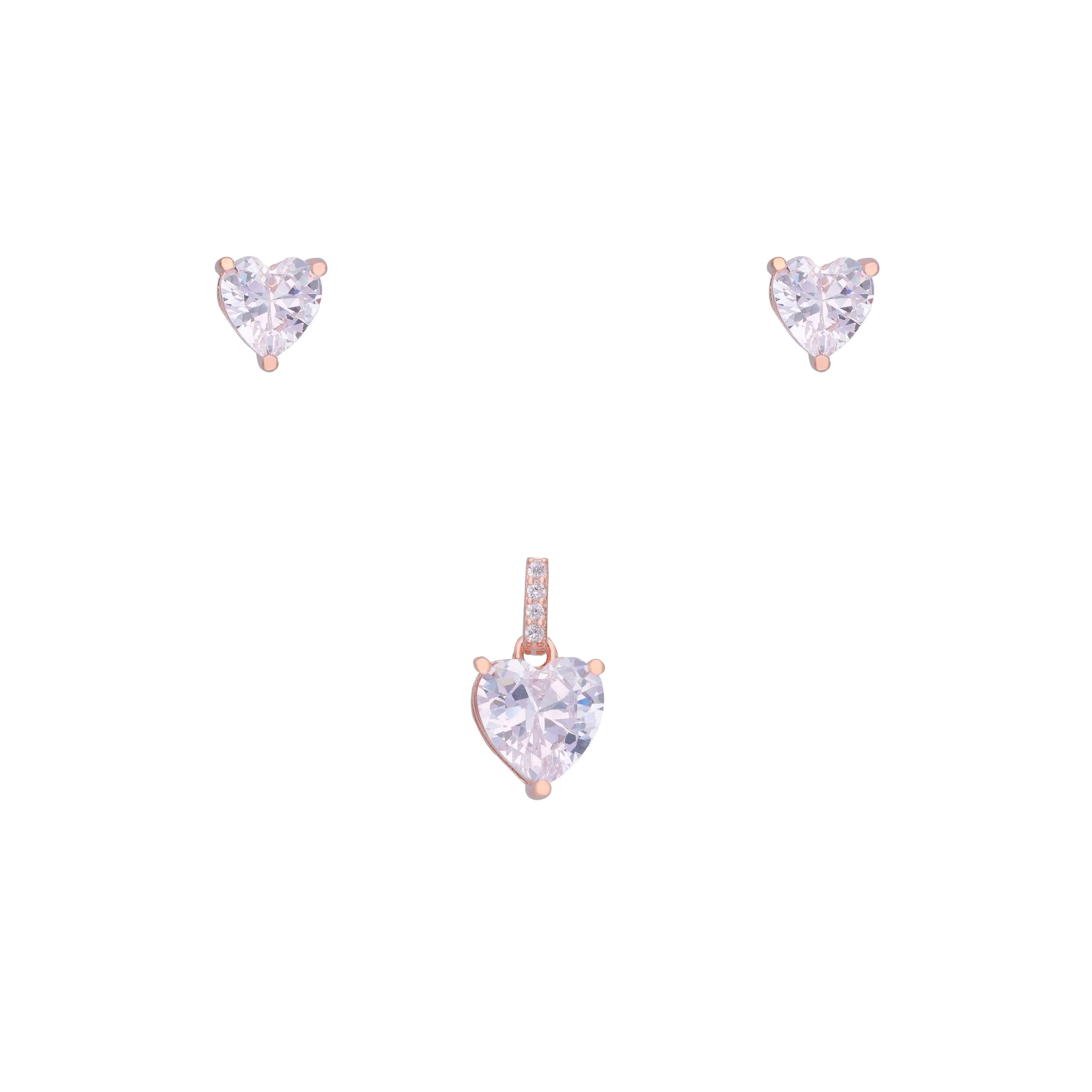 Hearty Crystals of Love Silver Pendant & Earrings Set - Image 4